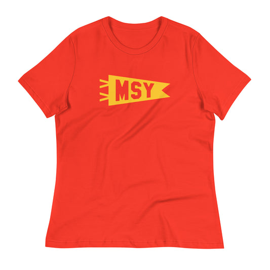 Airport Code Women's Tee - Yellow Graphic • MSY New Orleans • YHM Designs - Image 01