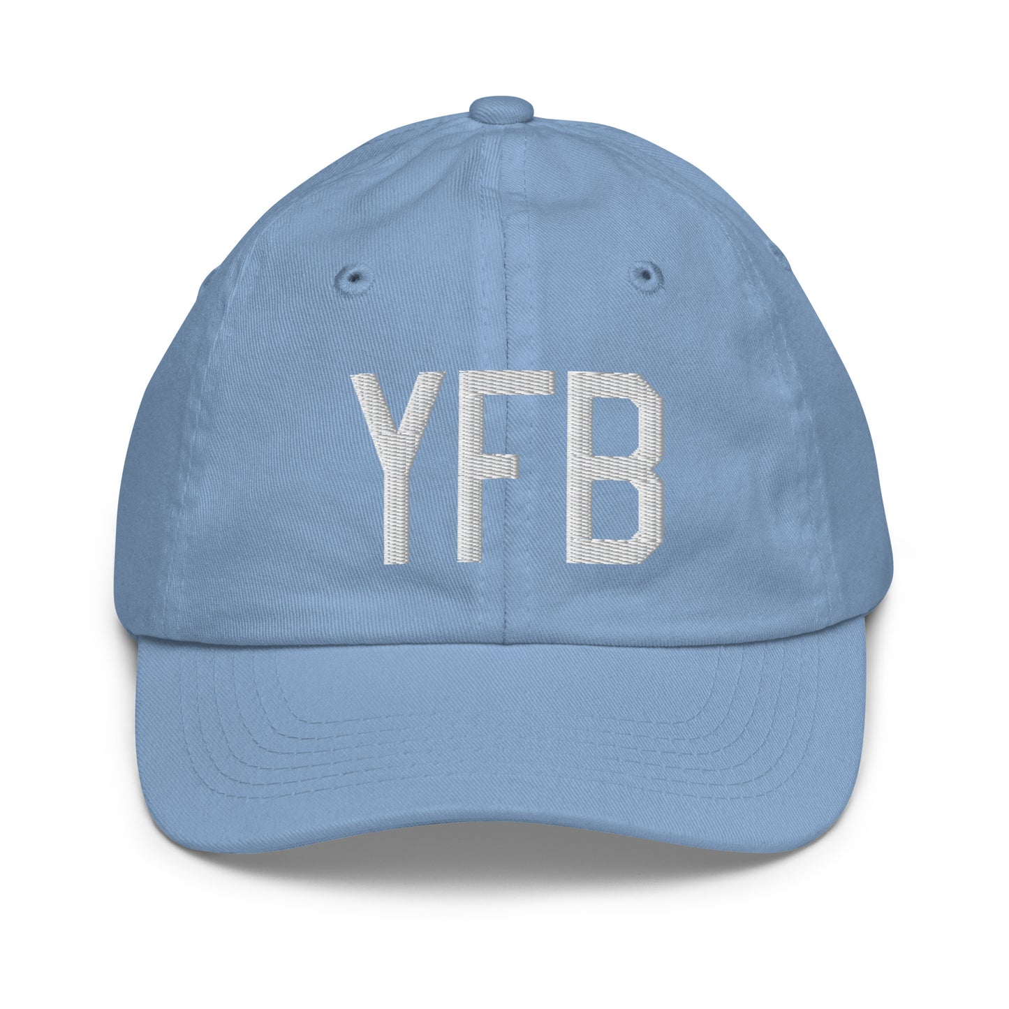 Airport Code Kid's Baseball Cap - White • YFB Iqaluit • YHM Designs - Image 22