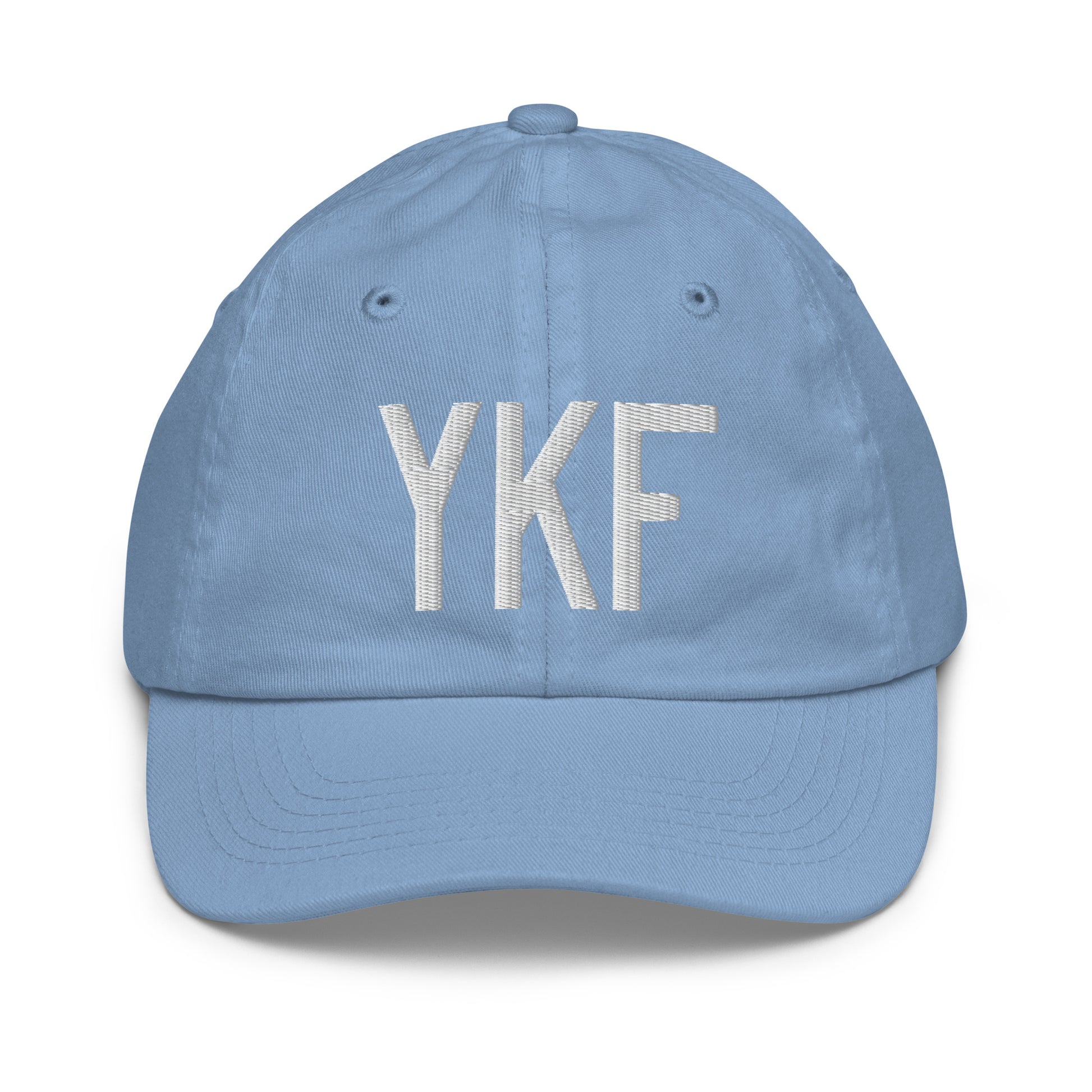 Airport Code Kid's Baseball Cap - White • YKF Waterloo • YHM Designs - Image 22