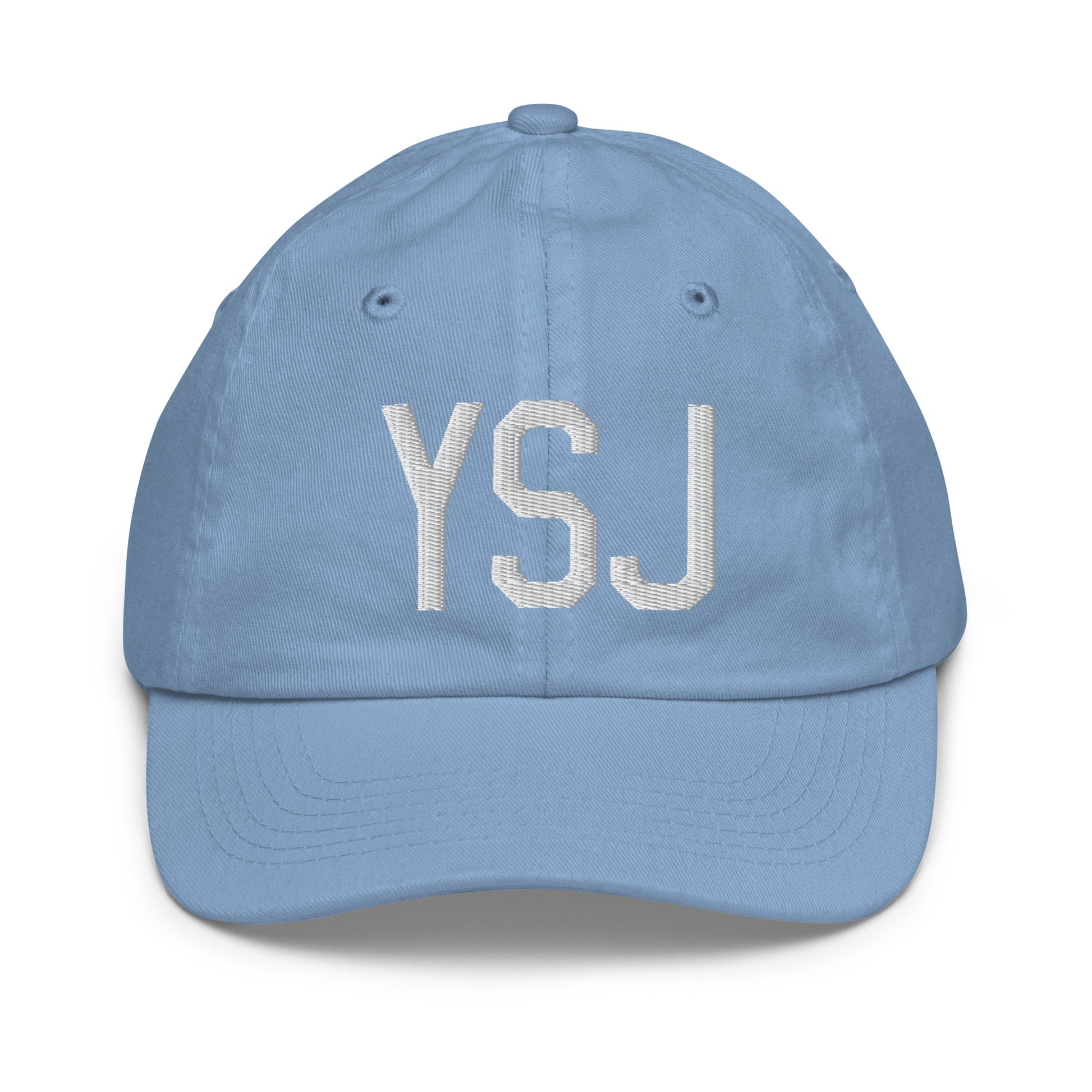 Airport Code Kid's Baseball Cap - White • YSJ Saint John • YHM Designs - Image 22