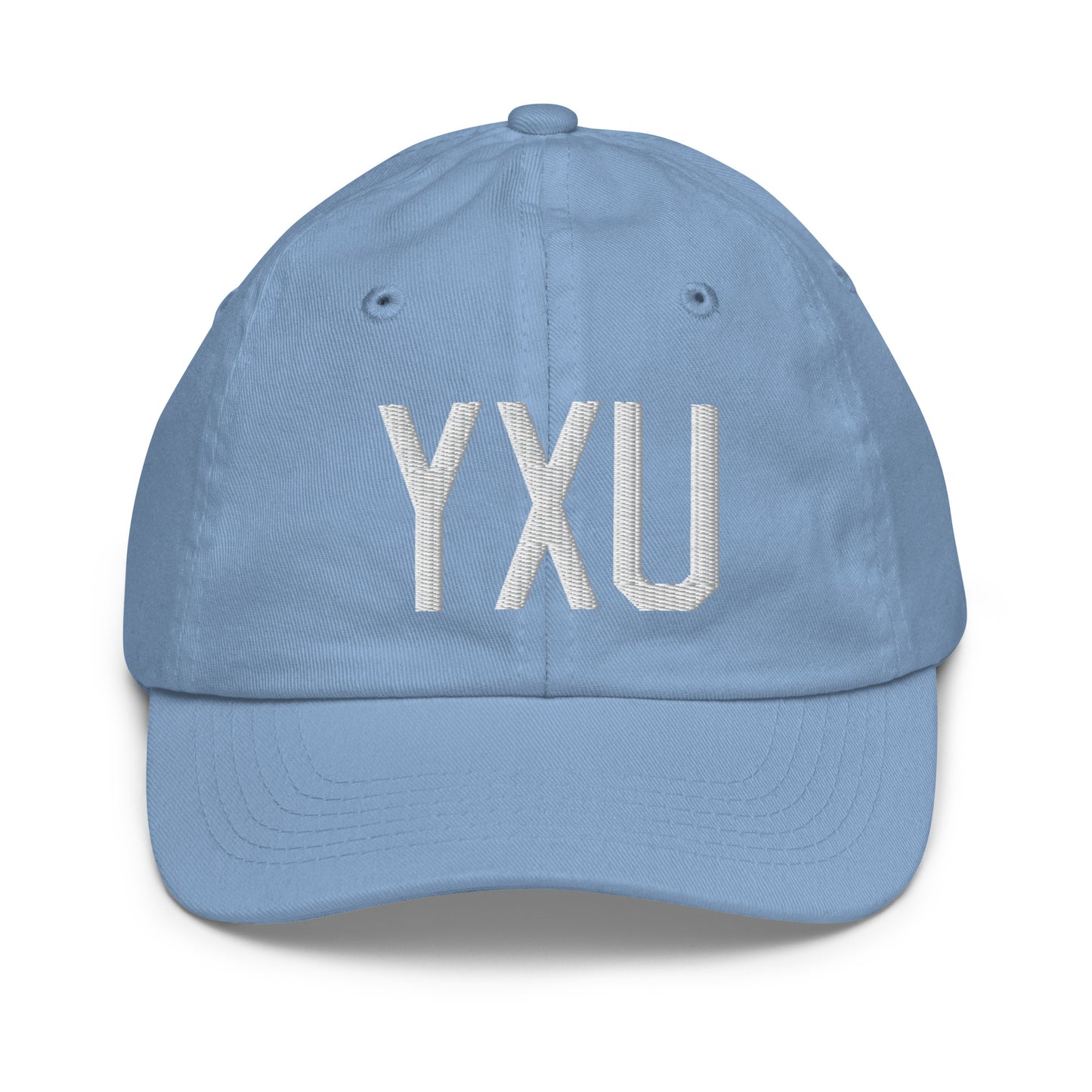 Airport Code Kid's Baseball Cap - White • YXU London • YHM Designs - Image 22