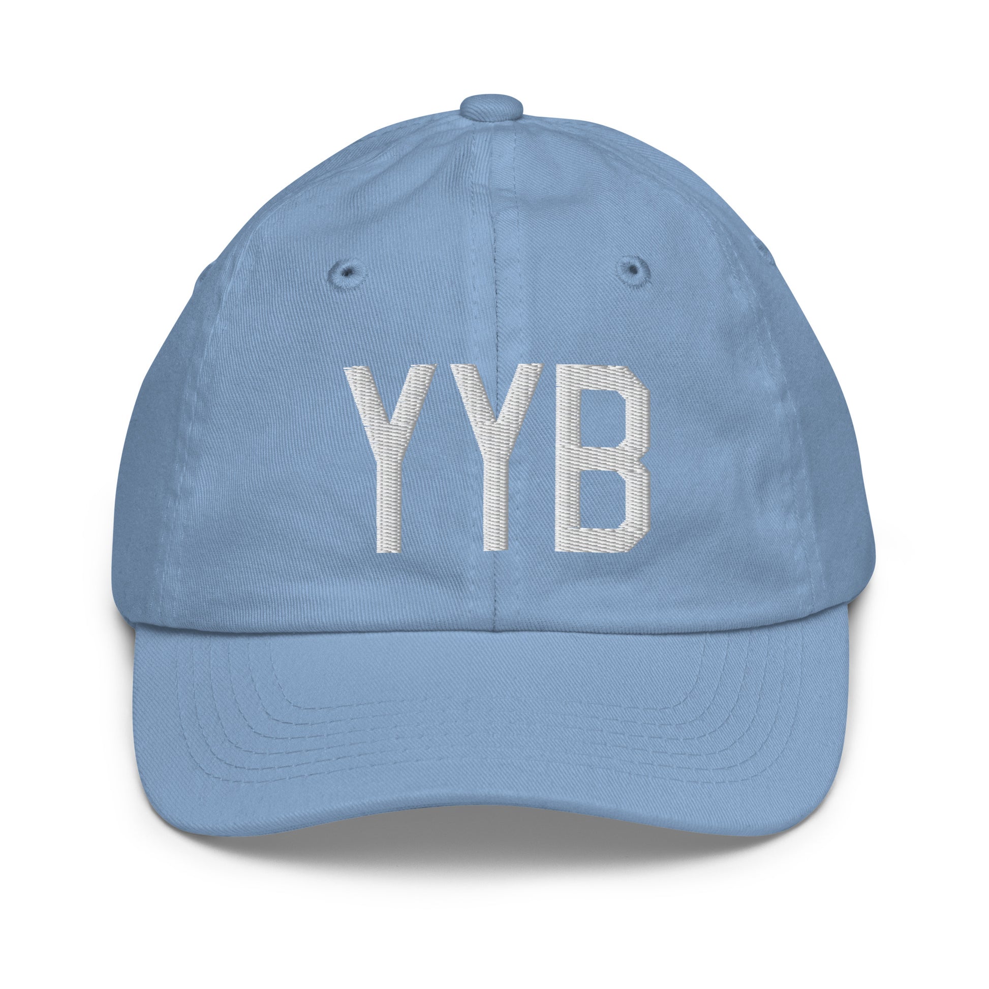 Airport Code Kid's Baseball Cap - White • YYB North Bay • YHM Designs - Image 22