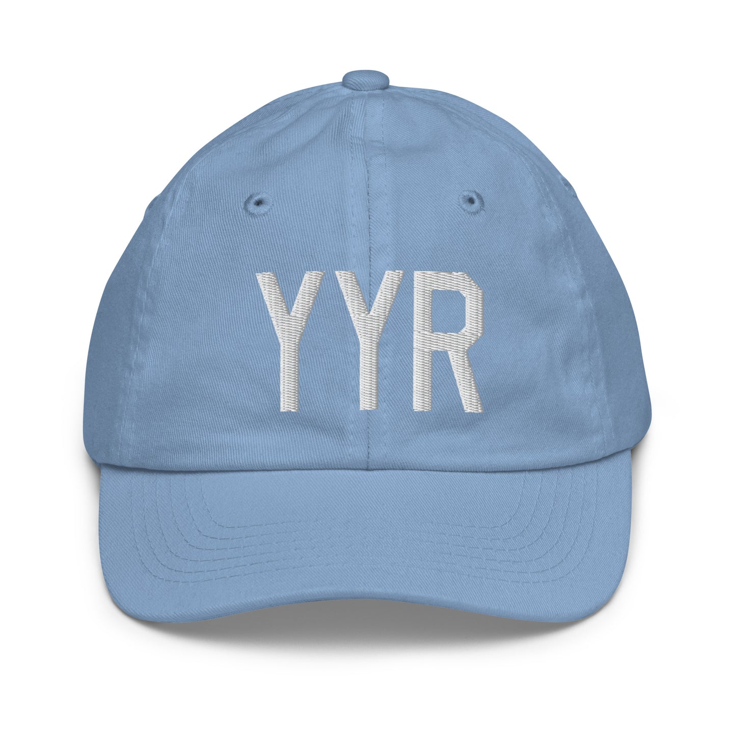 Airport Code Kid's Baseball Cap - White • YYR Goose Bay • YHM Designs - Image 22