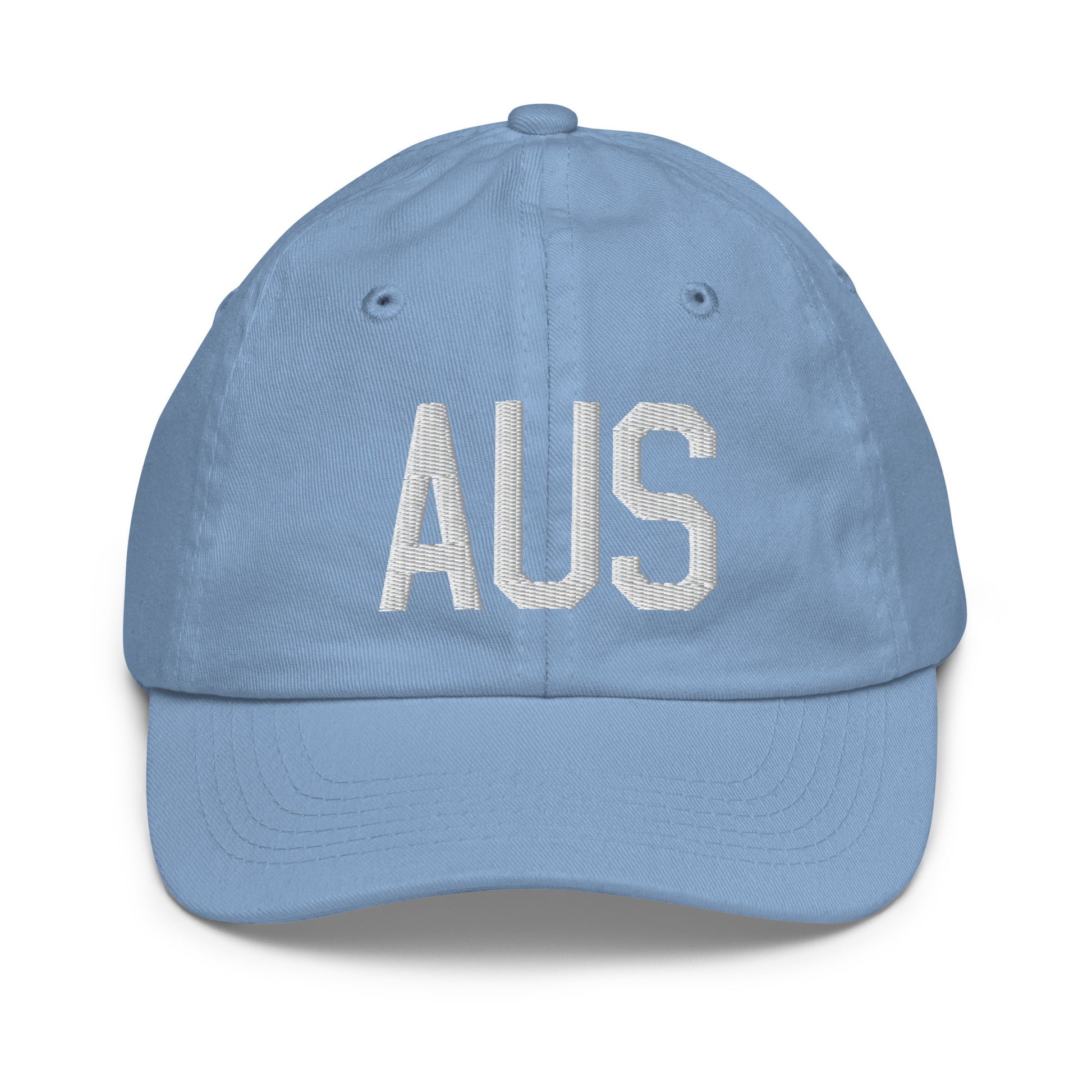 Airport Code Kid's Baseball Cap - White • AUS Austin • YHM Designs - Image 22