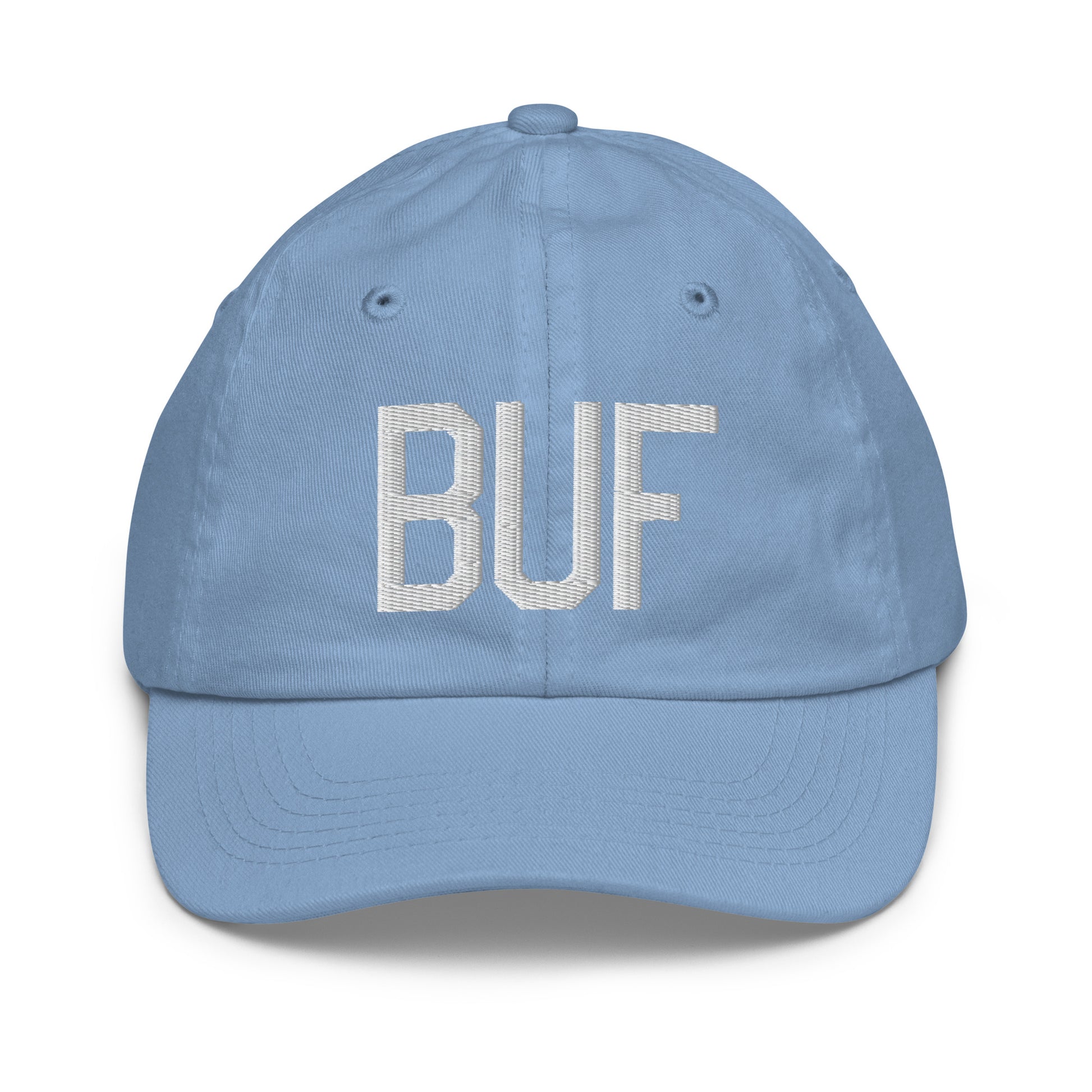 Airport Code Kid's Baseball Cap - White • BUF Buffalo • YHM Designs - Image 22