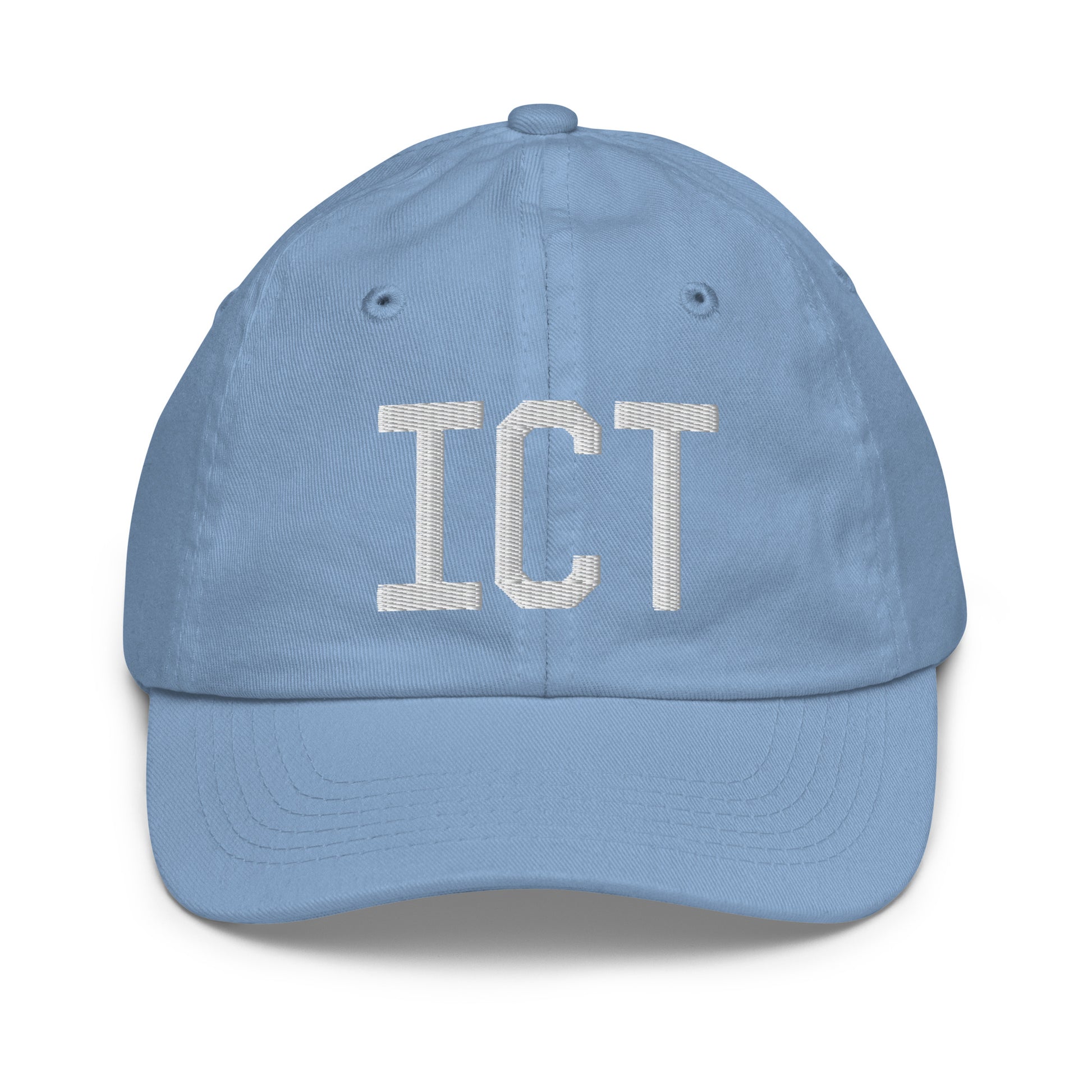Airport Code Kid's Baseball Cap - White • ICT Wichita • YHM Designs - Image 22
