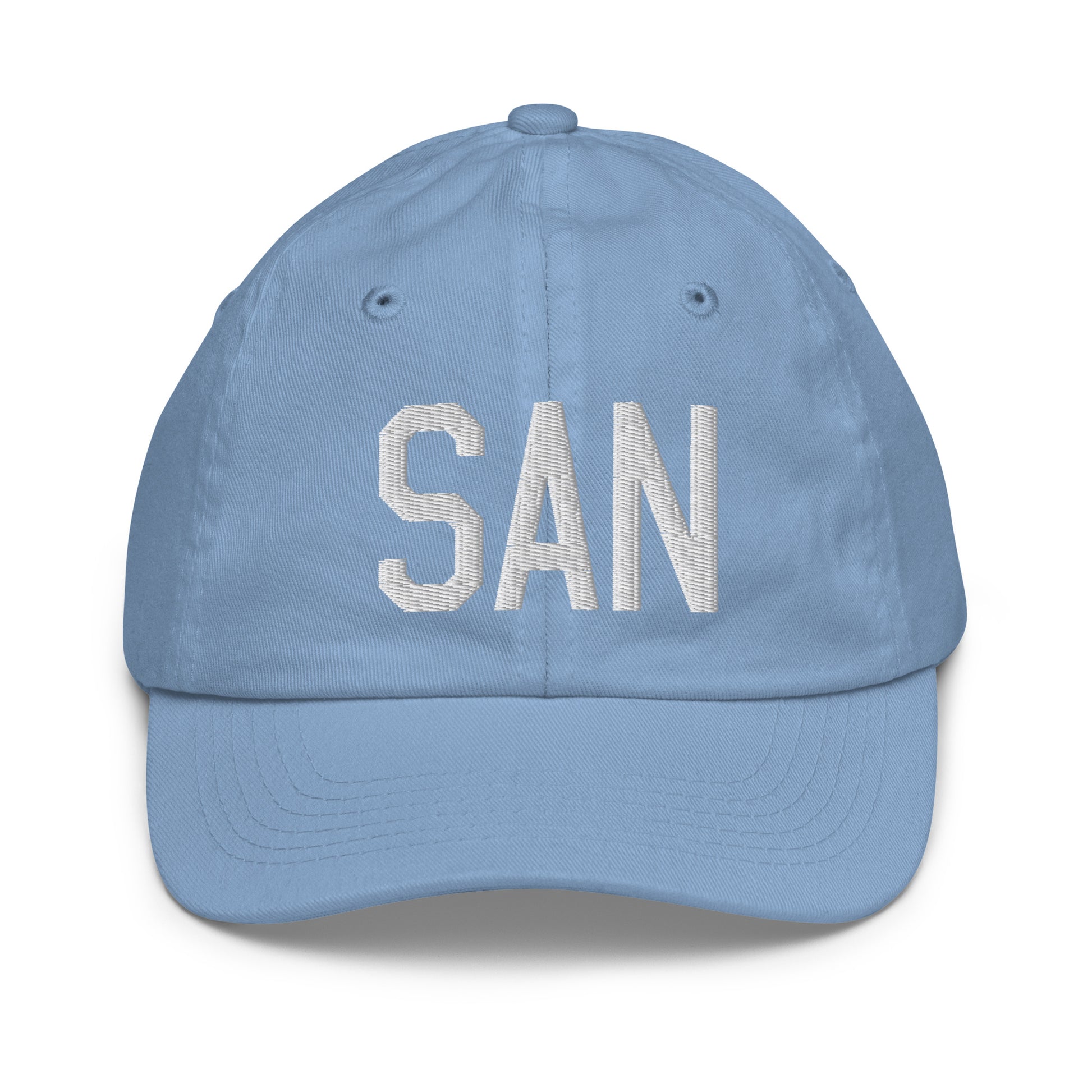 Airport Code Kid's Baseball Cap - White • SAN San Diego • YHM Designs - Image 22