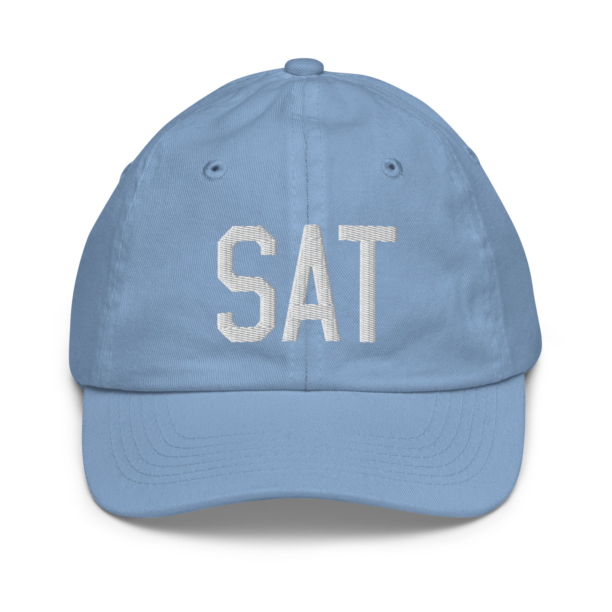 Airport Code Kid's Baseball Cap - White • SAT San Antonio • YHM Designs - Image 22