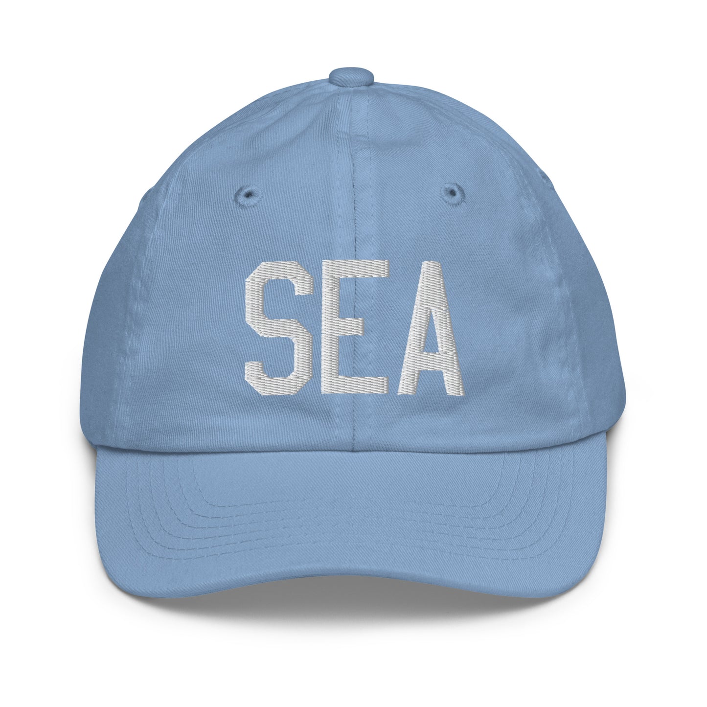 Airport Code Kid's Baseball Cap - White • SEA Seattle • YHM Designs - Image 22