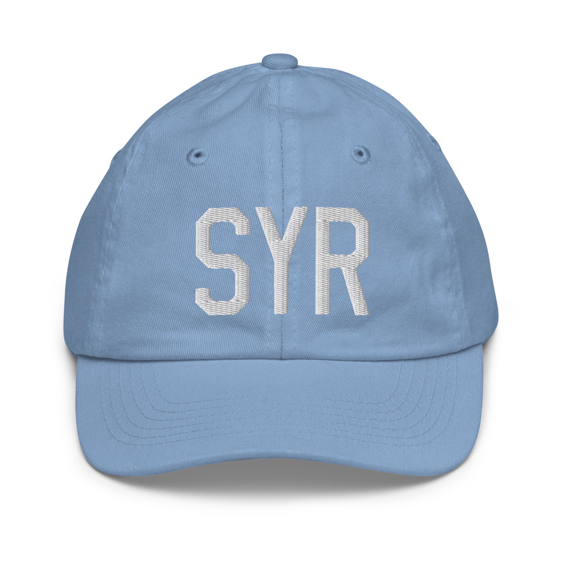Airport Code Kid's Baseball Cap - White • SYR Syracuse • YHM Designs - Image 22
