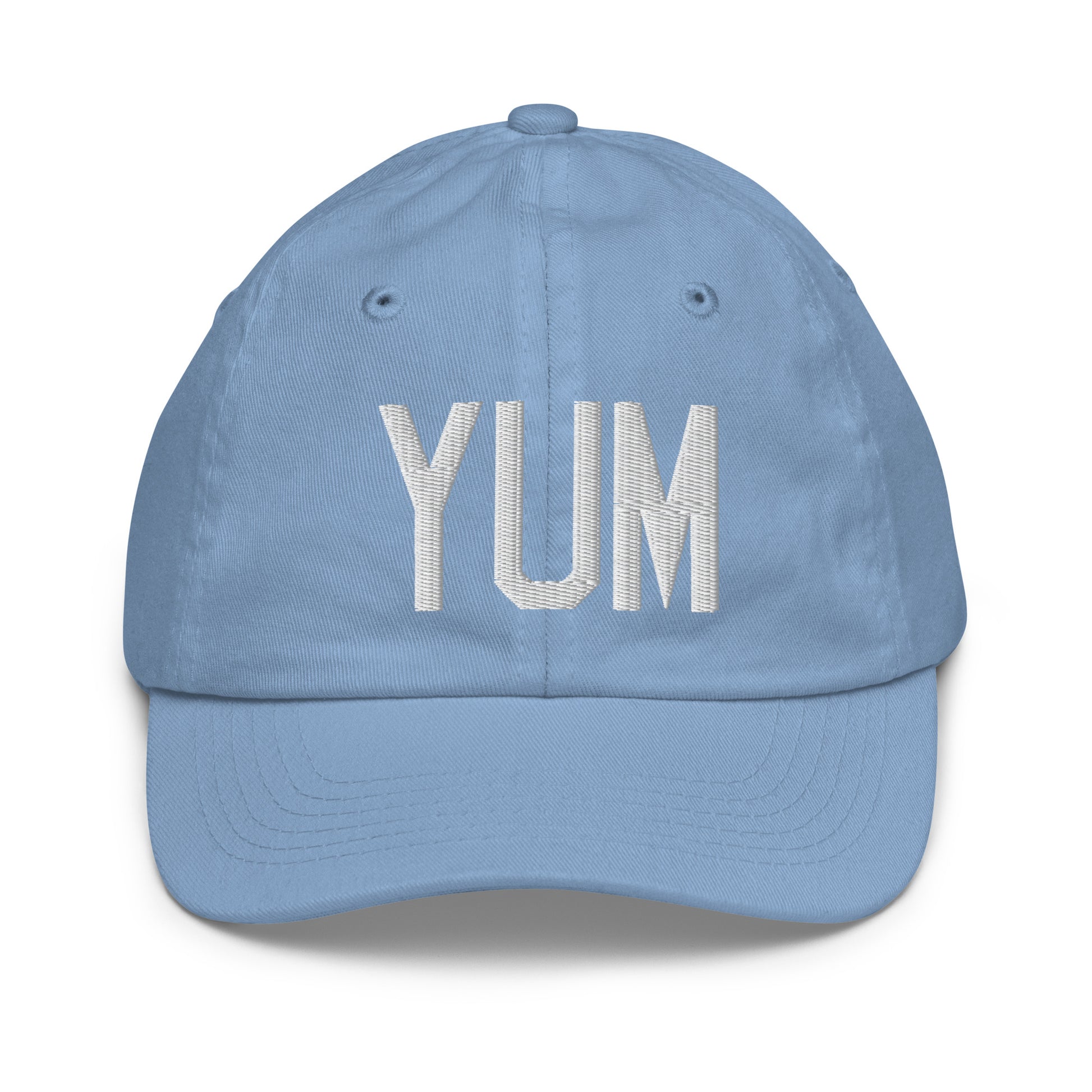 Airport Code Kid's Baseball Cap - White • YUM Yuma • YHM Designs - Image 22