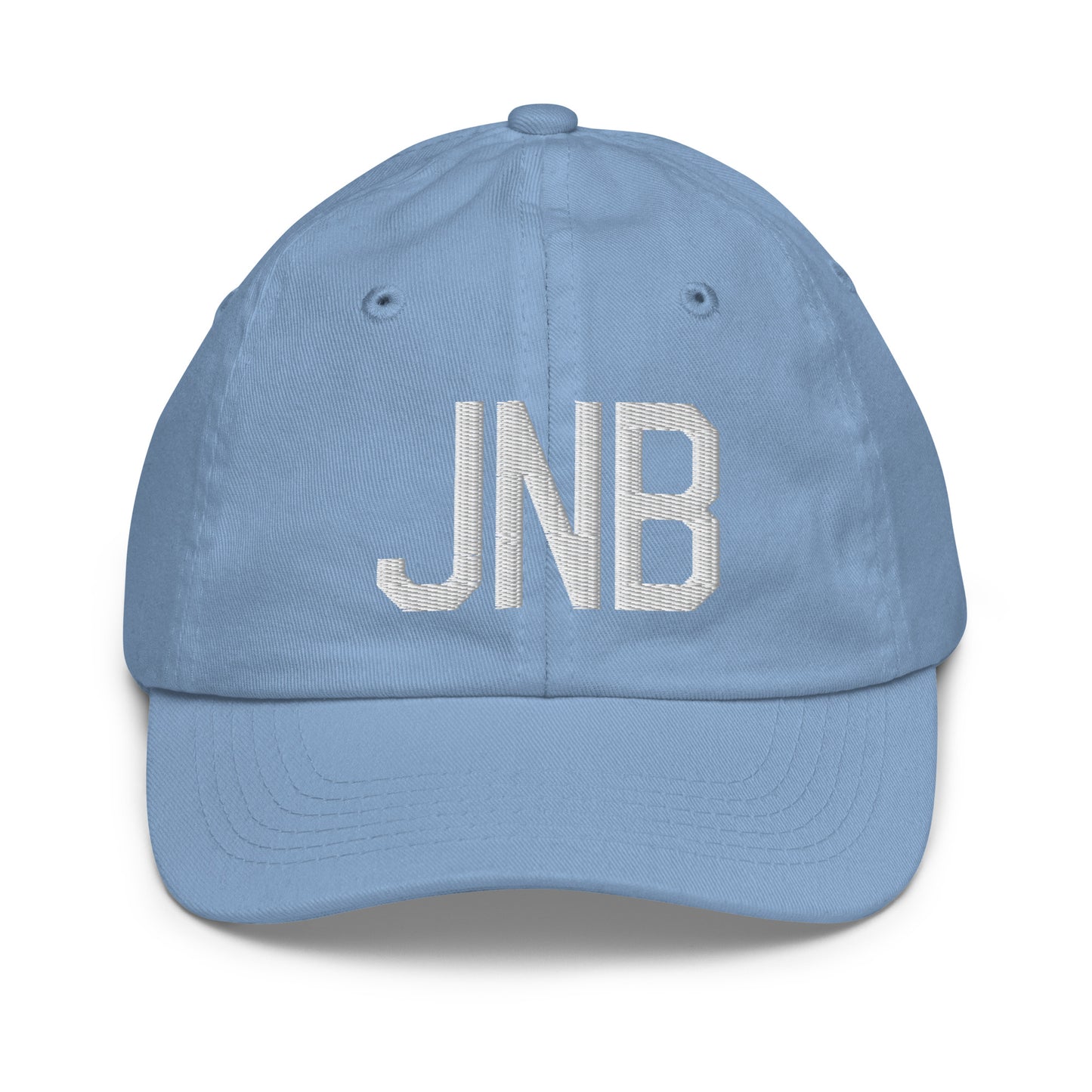 Airport Code Kid's Baseball Cap - White • JNB Johannesburg • YHM Designs - Image 22