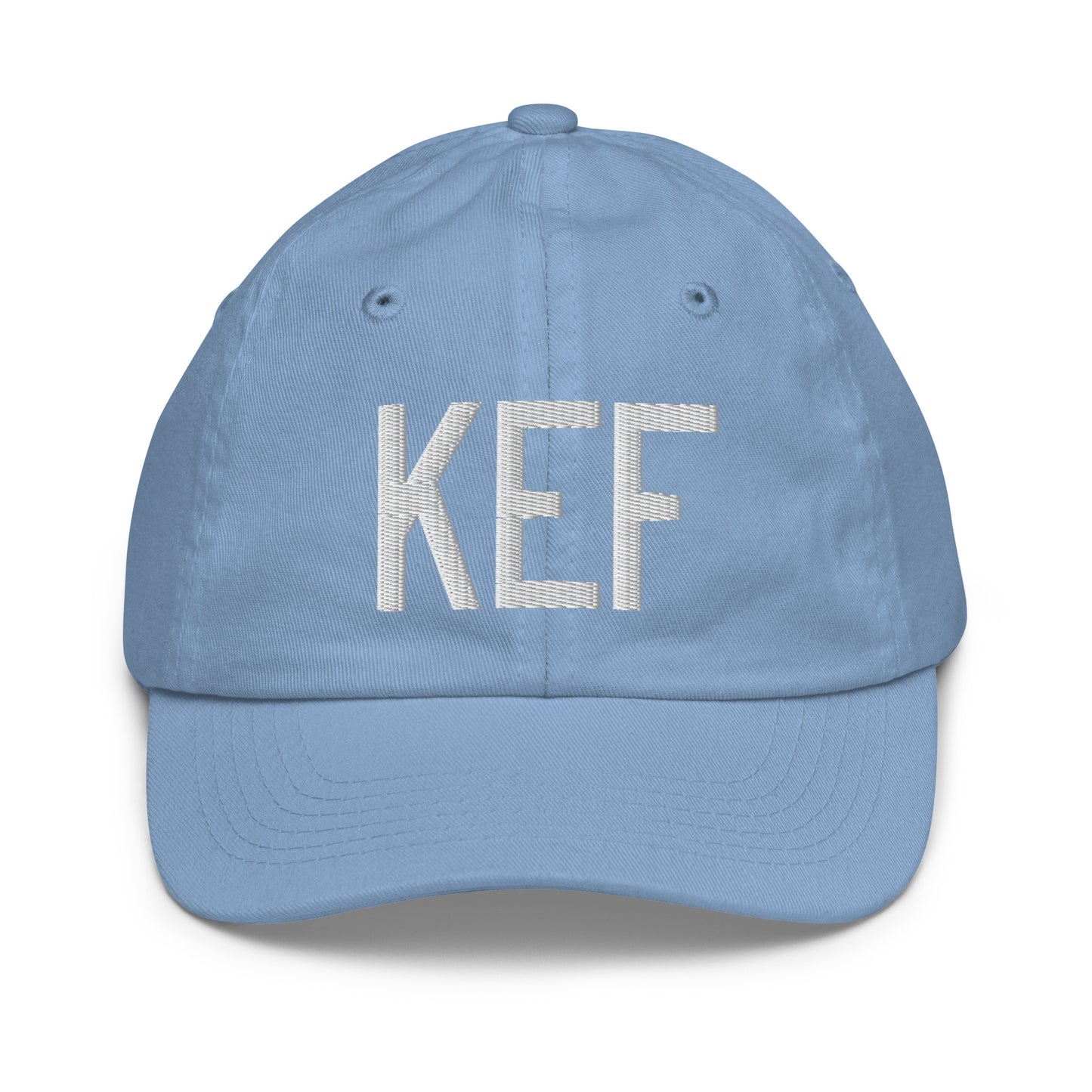 Airport Code Kid's Baseball Cap - White • KEF Reykjavik • YHM Designs - Image 22