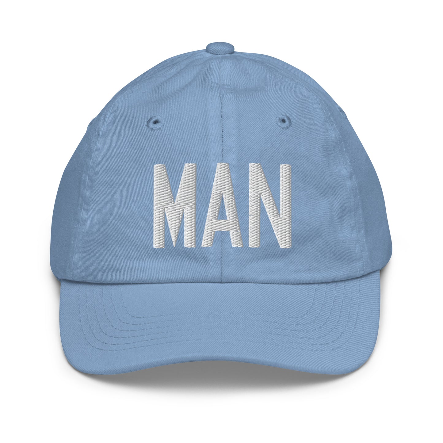 Airport Code Kid's Baseball Cap - White • MAN Manchester • YHM Designs - Image 22