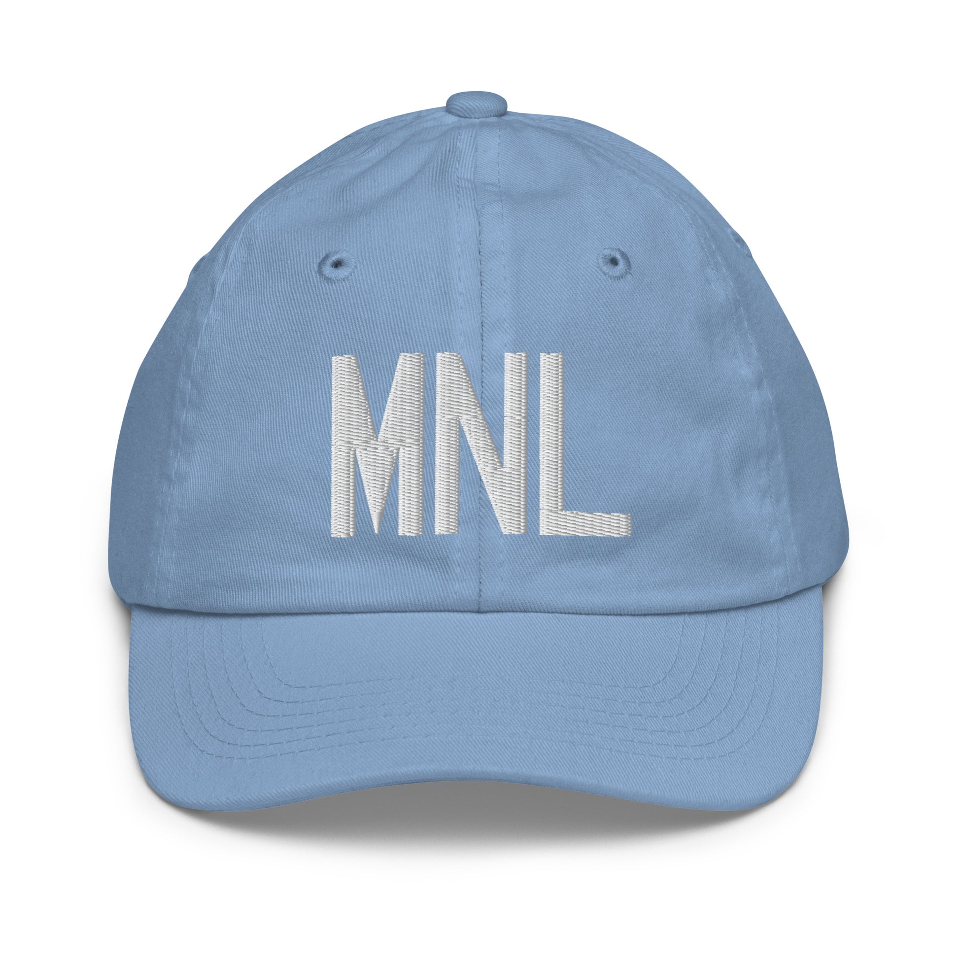 Airport Code Kid's Baseball Cap - White • MNL Manila • YHM Designs - Image 22
