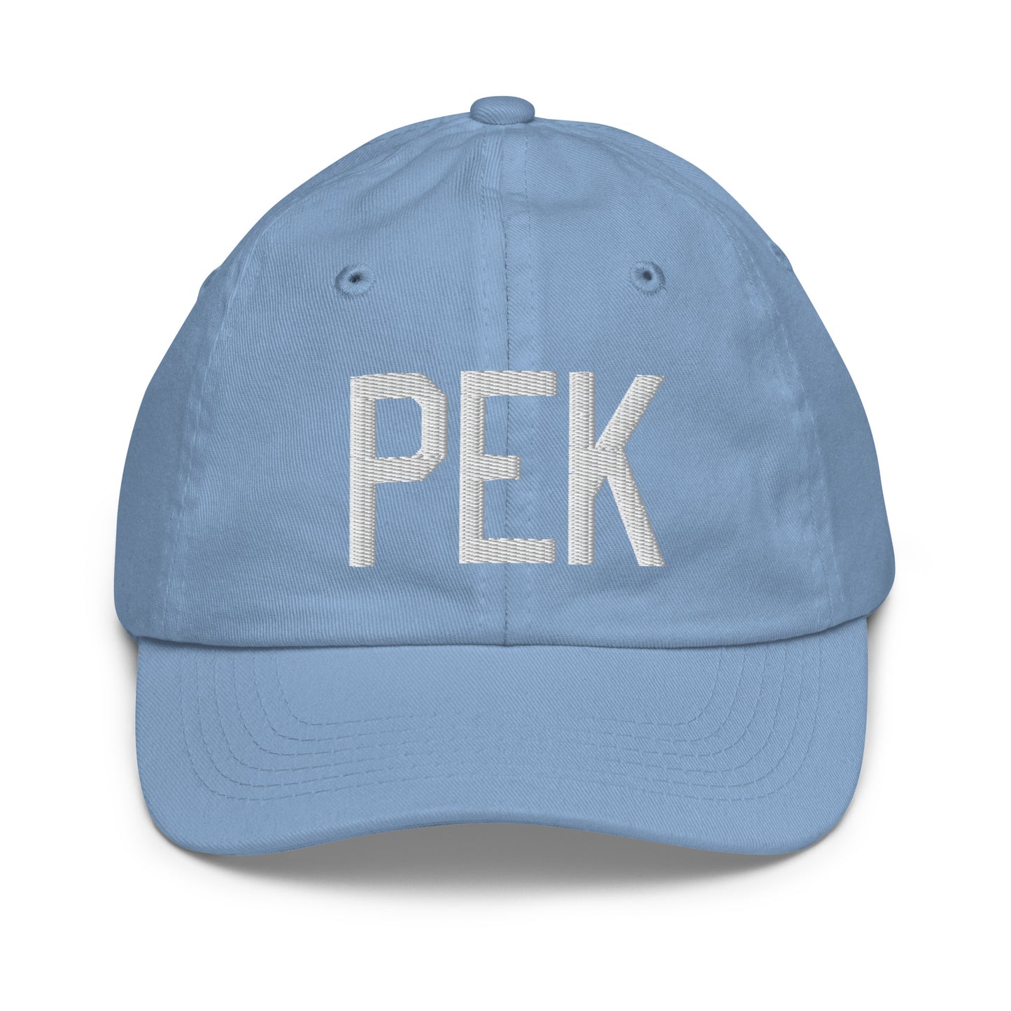 Airport Code Kid's Baseball Cap - White • PEK Beijing • YHM Designs - Image 22