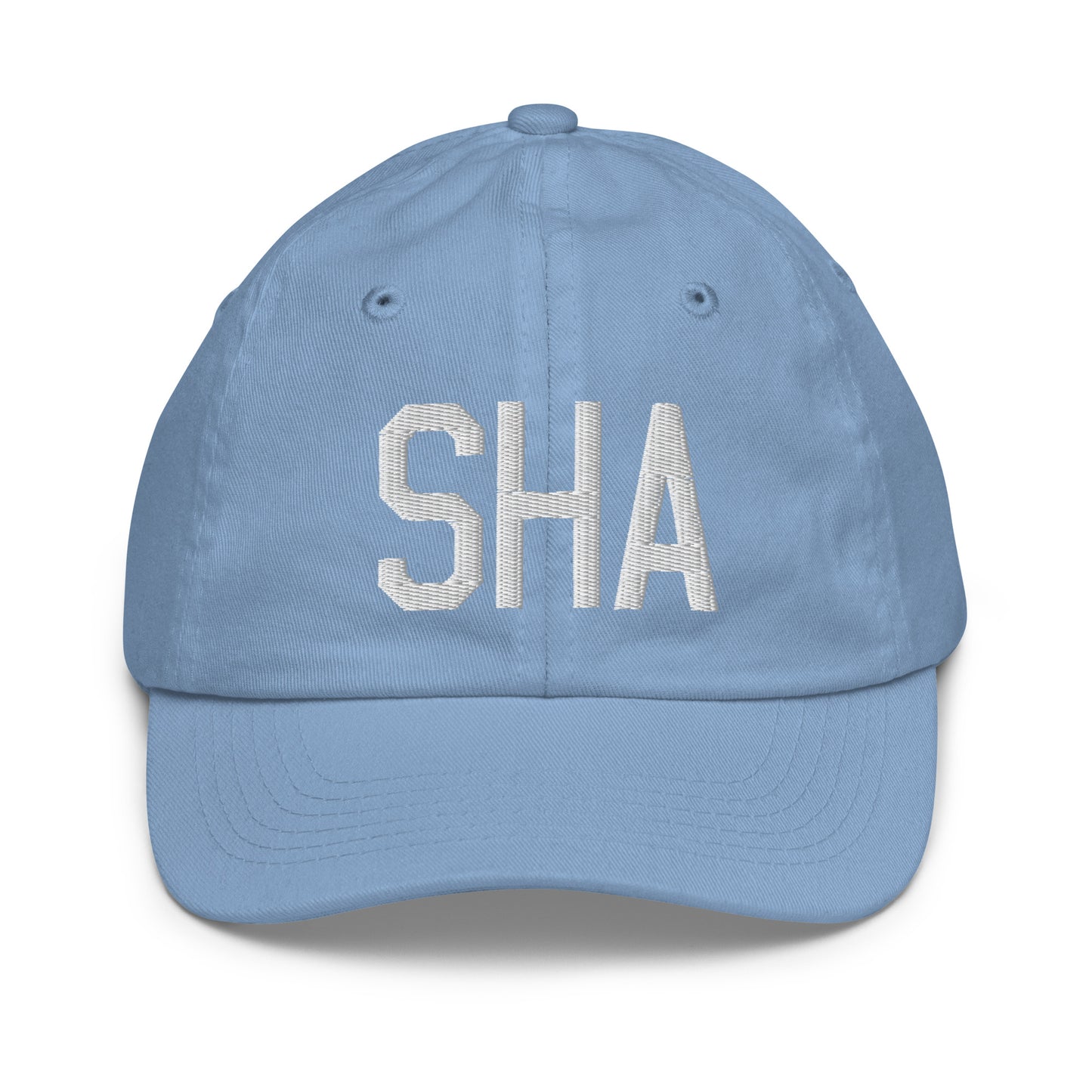 Airport Code Kid's Baseball Cap - White • SHA Shanghai • YHM Designs - Image 22