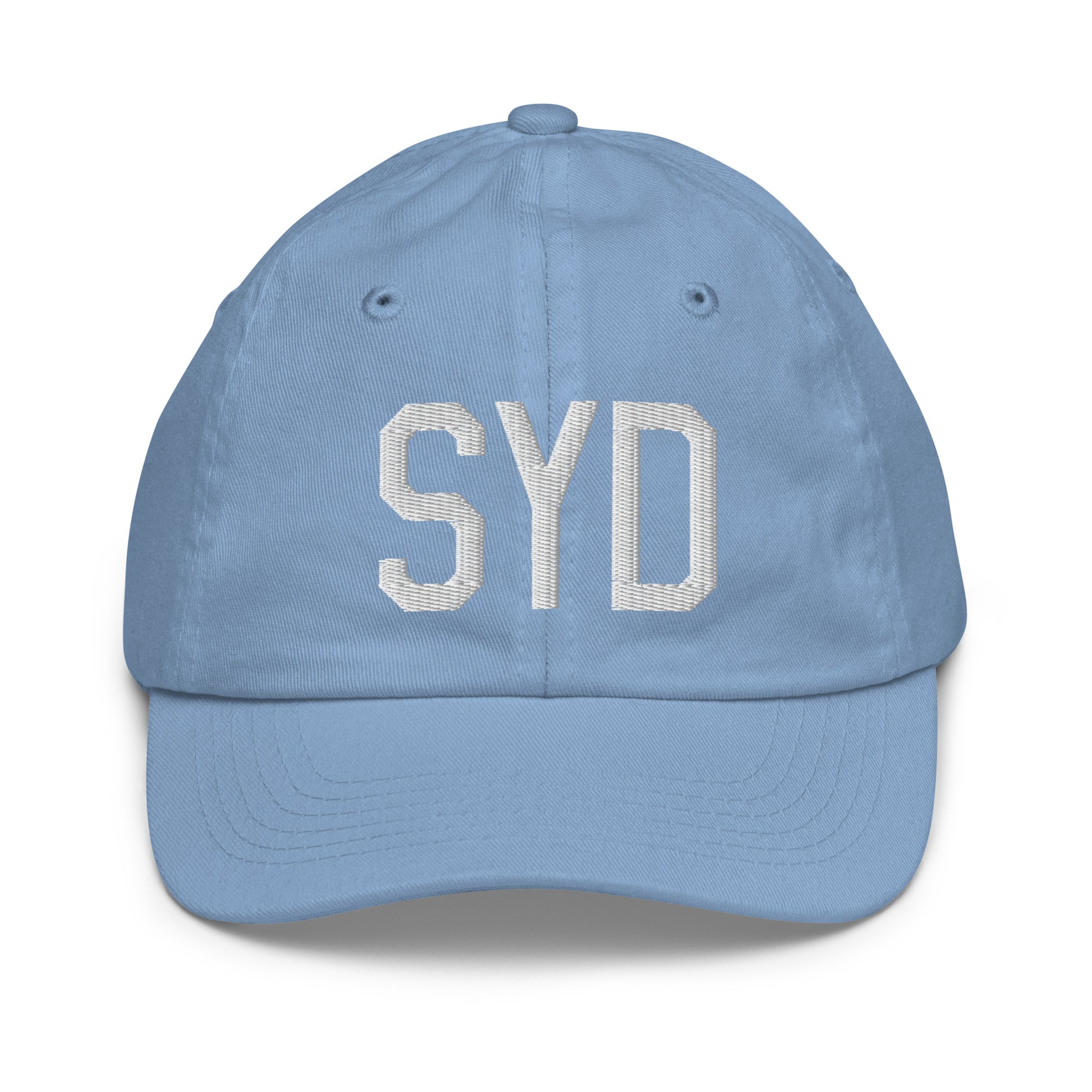 Airport Code Kid's Baseball Cap - White • SYD Sydney • YHM Designs - Image 22