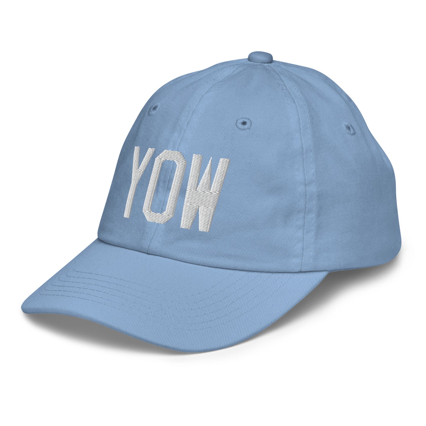 Airport Code Kid's Baseball Cap - White • YOW Ottawa • YHM Designs - Image 24