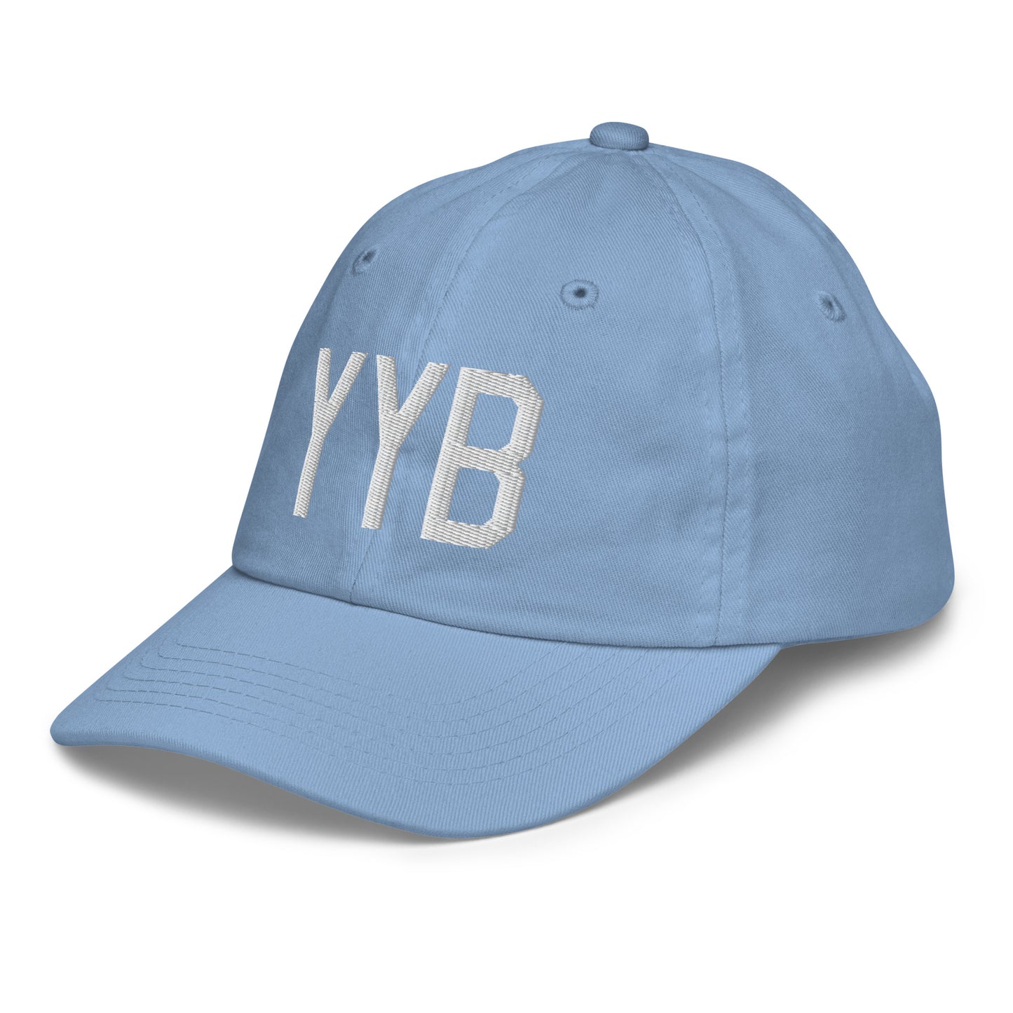 Airport Code Kid's Baseball Cap - White • YYB North Bay • YHM Designs - Image 24