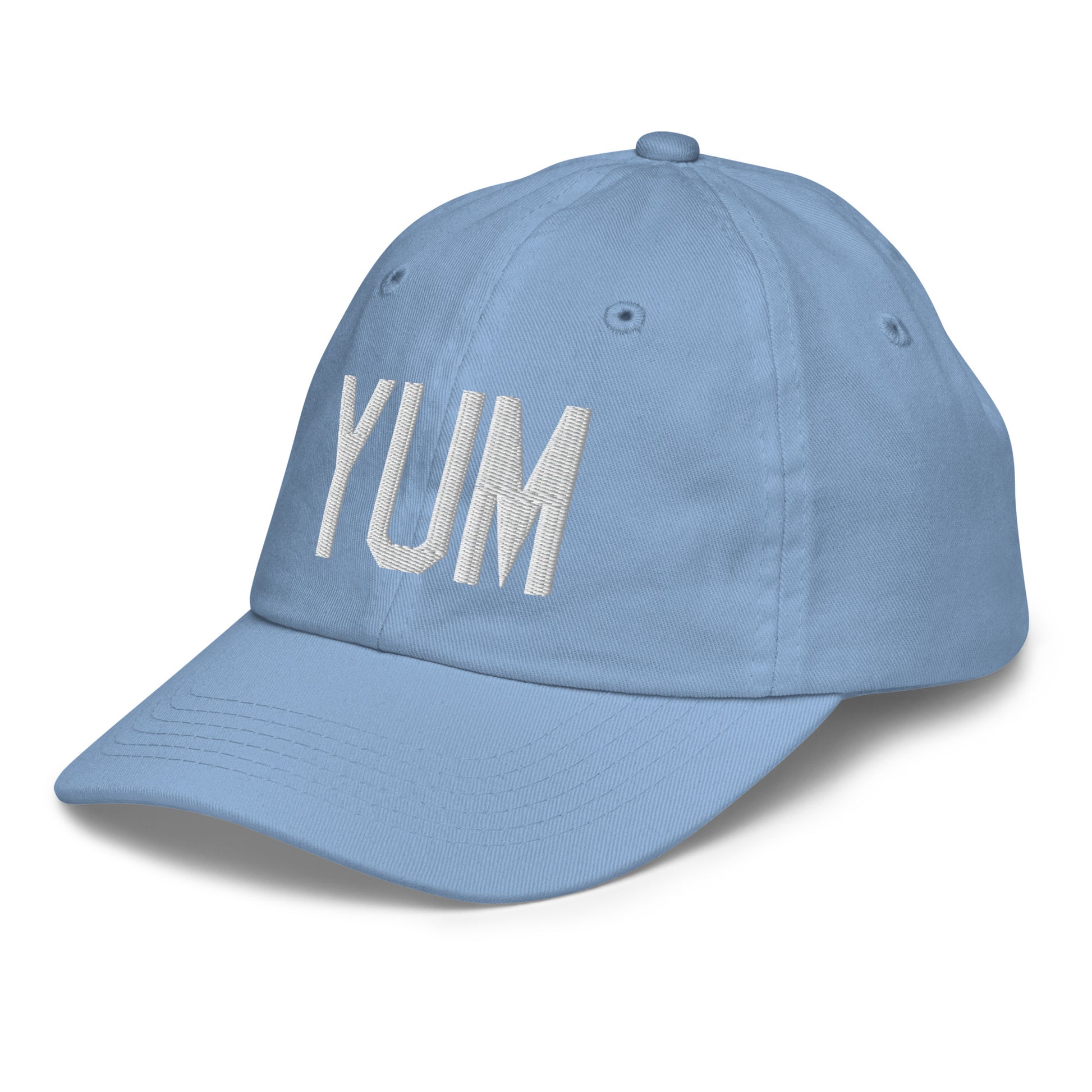 Airport Code Kid's Baseball Cap - White • YUM Yuma • YHM Designs - Image 24