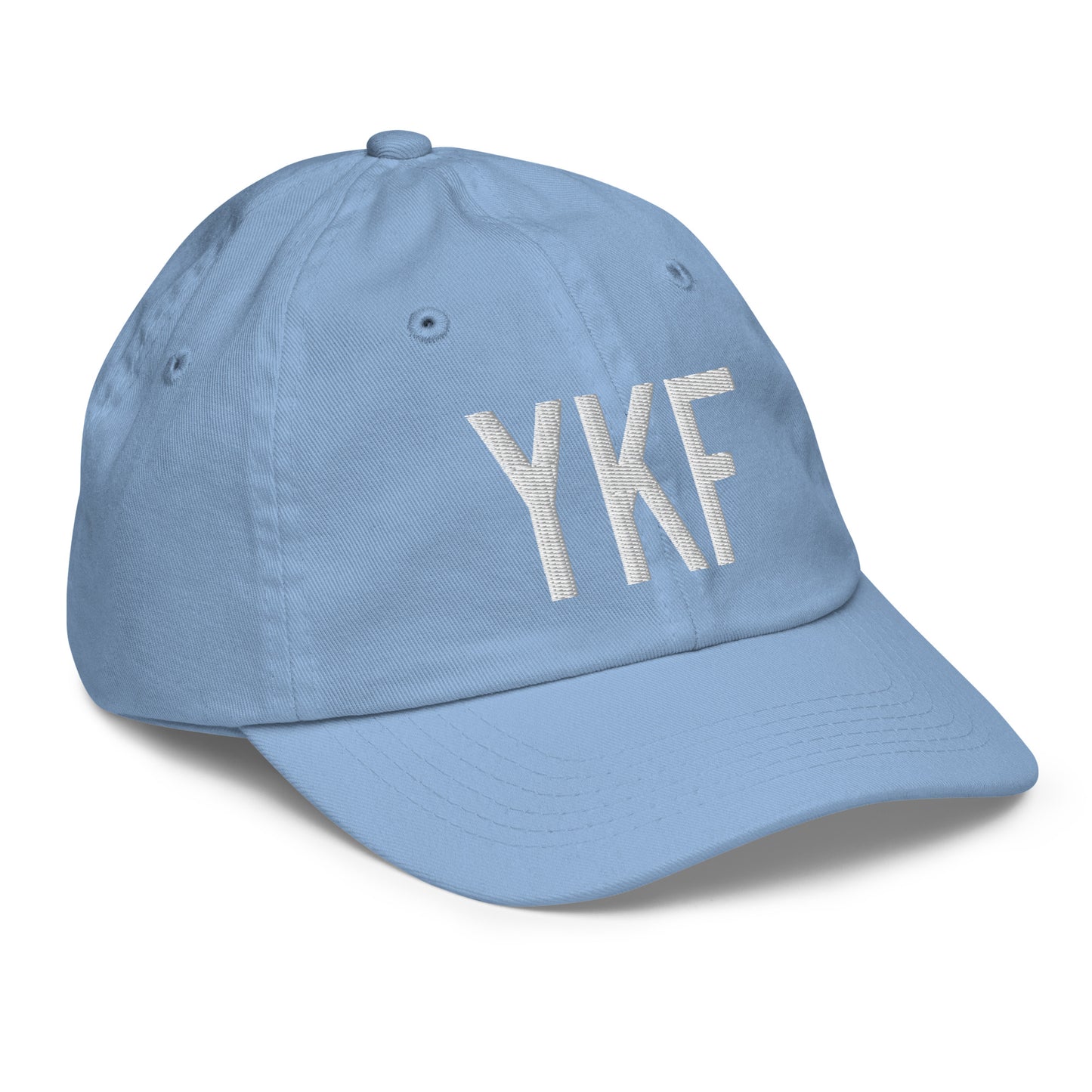 Airport Code Kid's Baseball Cap - White • YKF Waterloo • YHM Designs - Image 23