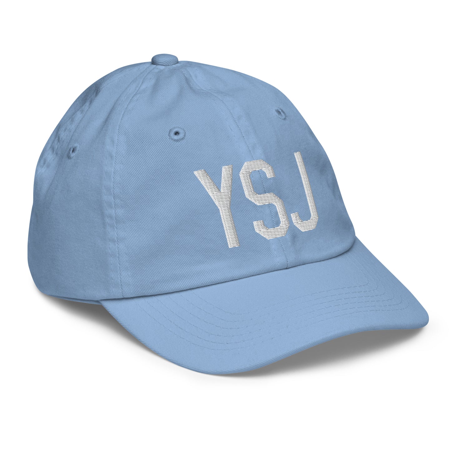 Airport Code Kid's Baseball Cap - White • YSJ Saint John • YHM Designs - Image 23