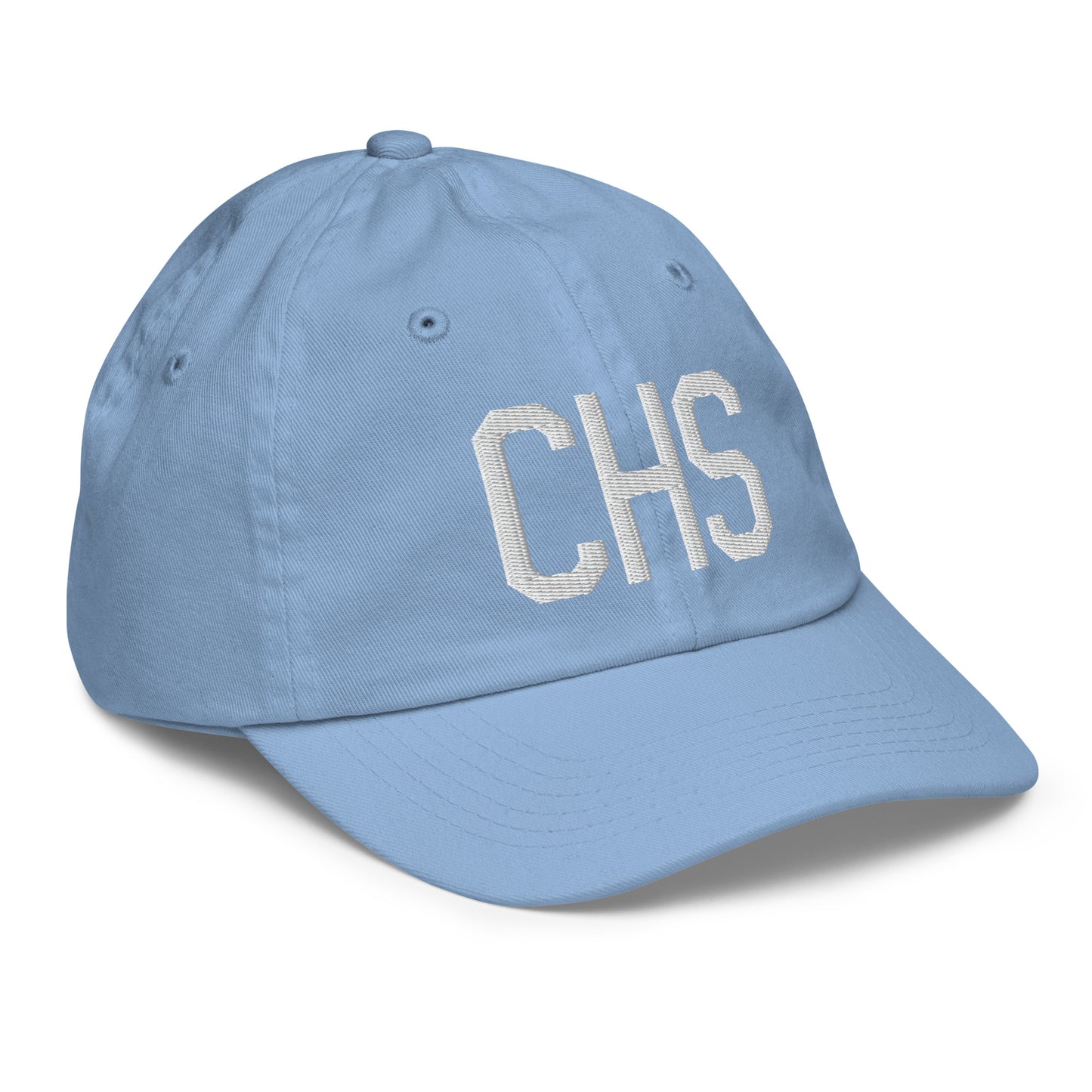 Airport Code Kid's Baseball Cap - White • CHS Charleston • YHM Designs - Image 23