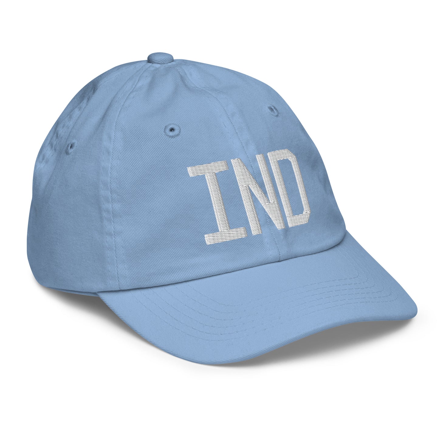 Airport Code Kid's Baseball Cap - White • IND Indianapolis • YHM Designs - Image 23