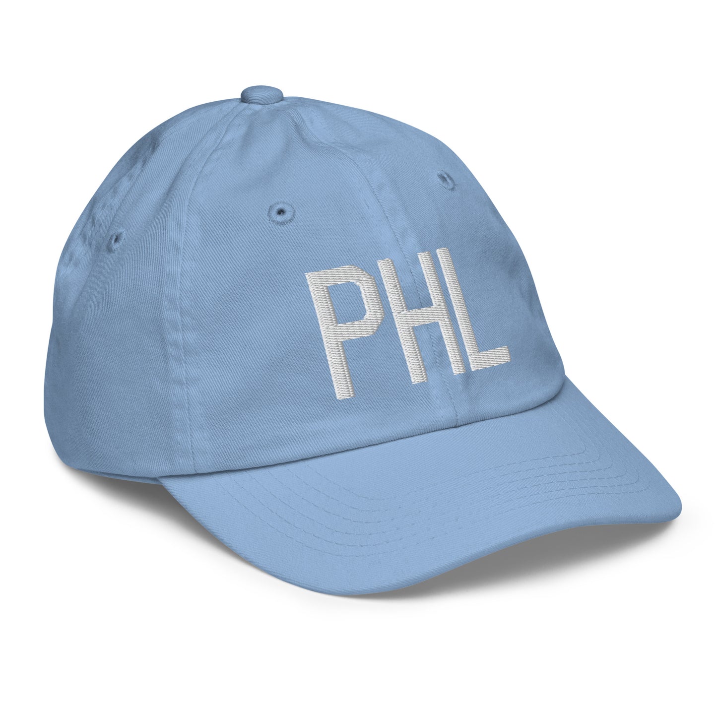 Airport Code Kid's Baseball Cap - White • PHL Philadelphia • YHM Designs - Image 23