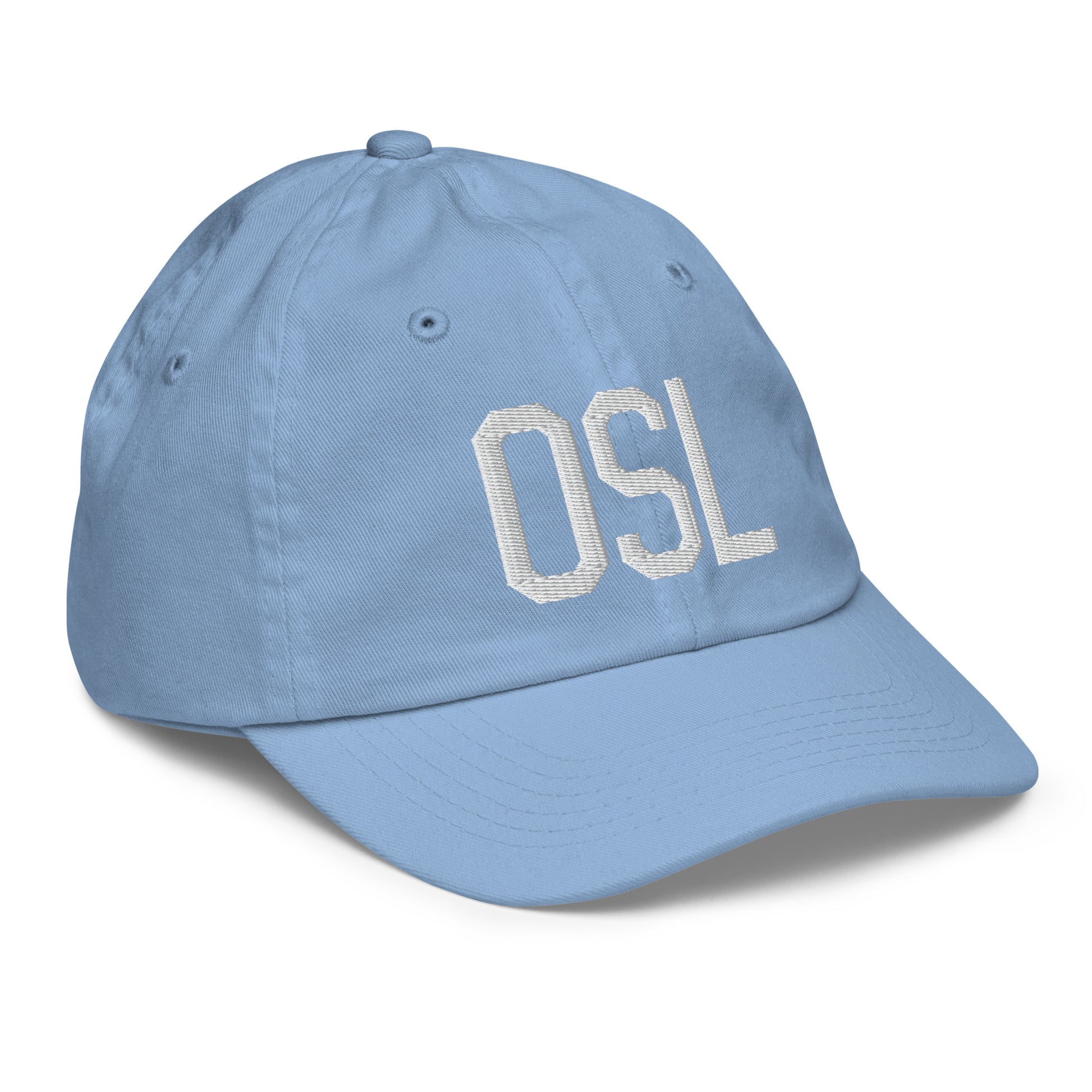 Airport Code Kid's Baseball Cap - White • OSL Oslo • YHM Designs - Image 23