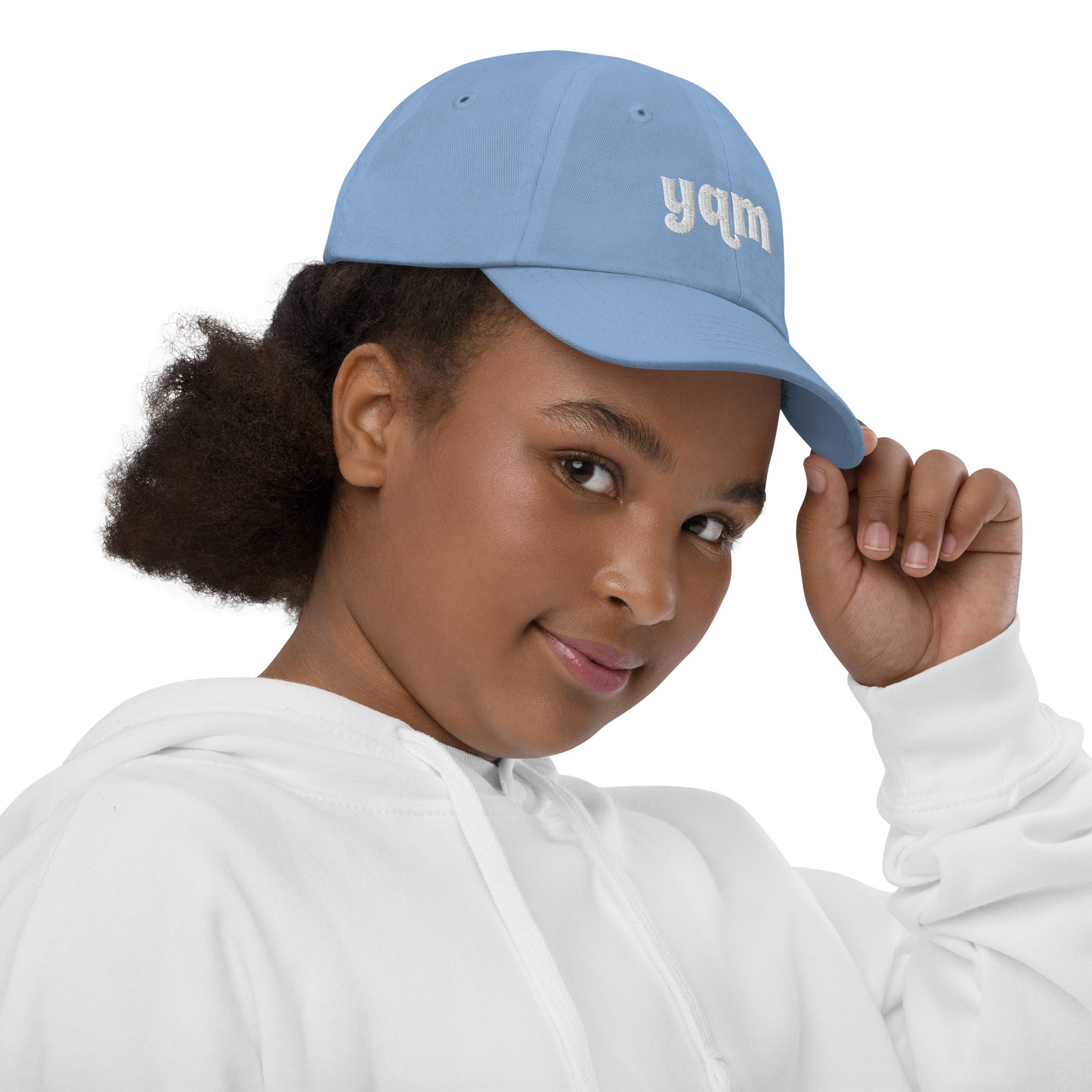 Groovy Kid's Baseball Cap - White • YQM Moncton • YHM Designs - Image 08
