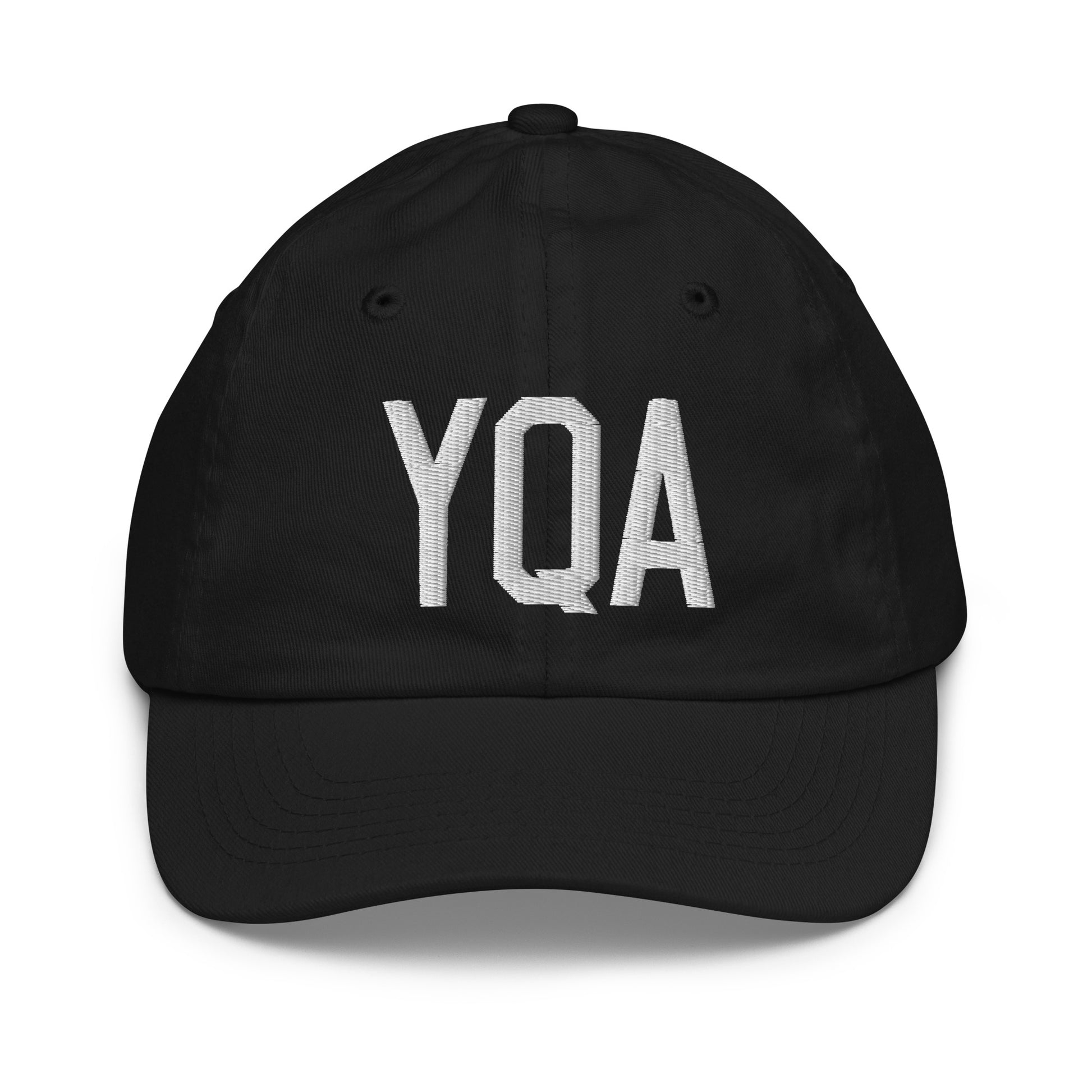 Airport Code Kid's Baseball Cap - White • YQA Muskoka • YHM Designs - Image 11