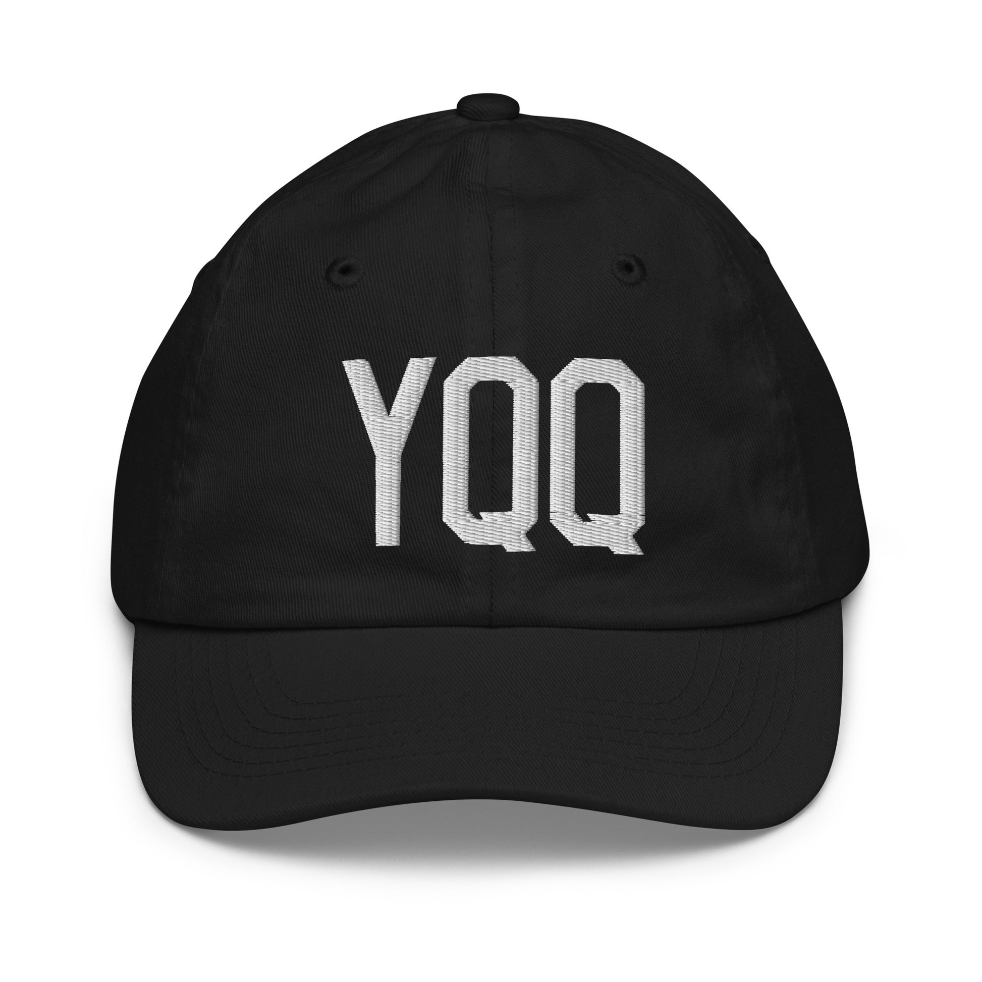 Airport Code Kid's Baseball Cap - White • YQQ Comox • YHM Designs - Image 11