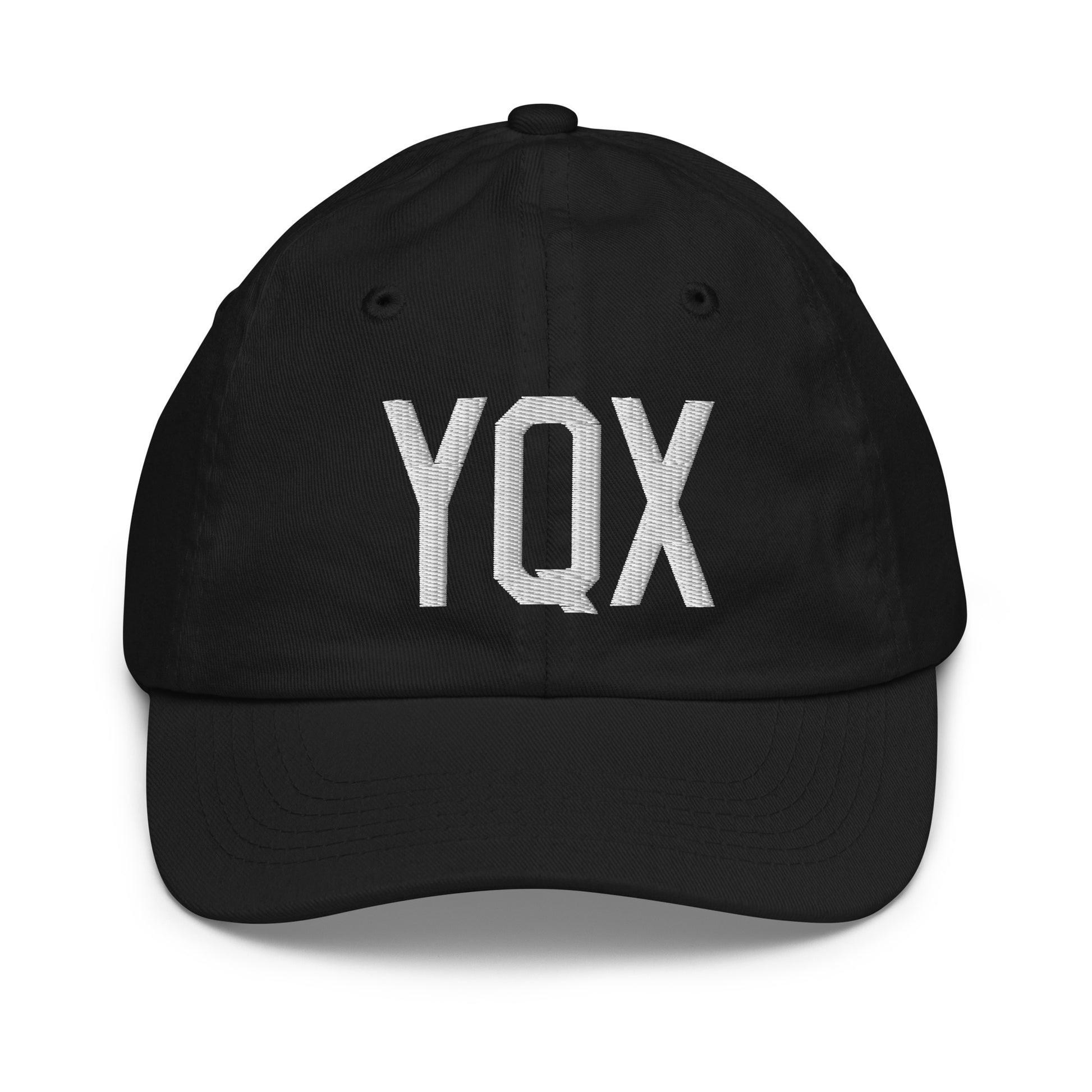 Airport Code Kid's Baseball Cap - White • YQX Gander • YHM Designs - Image 11