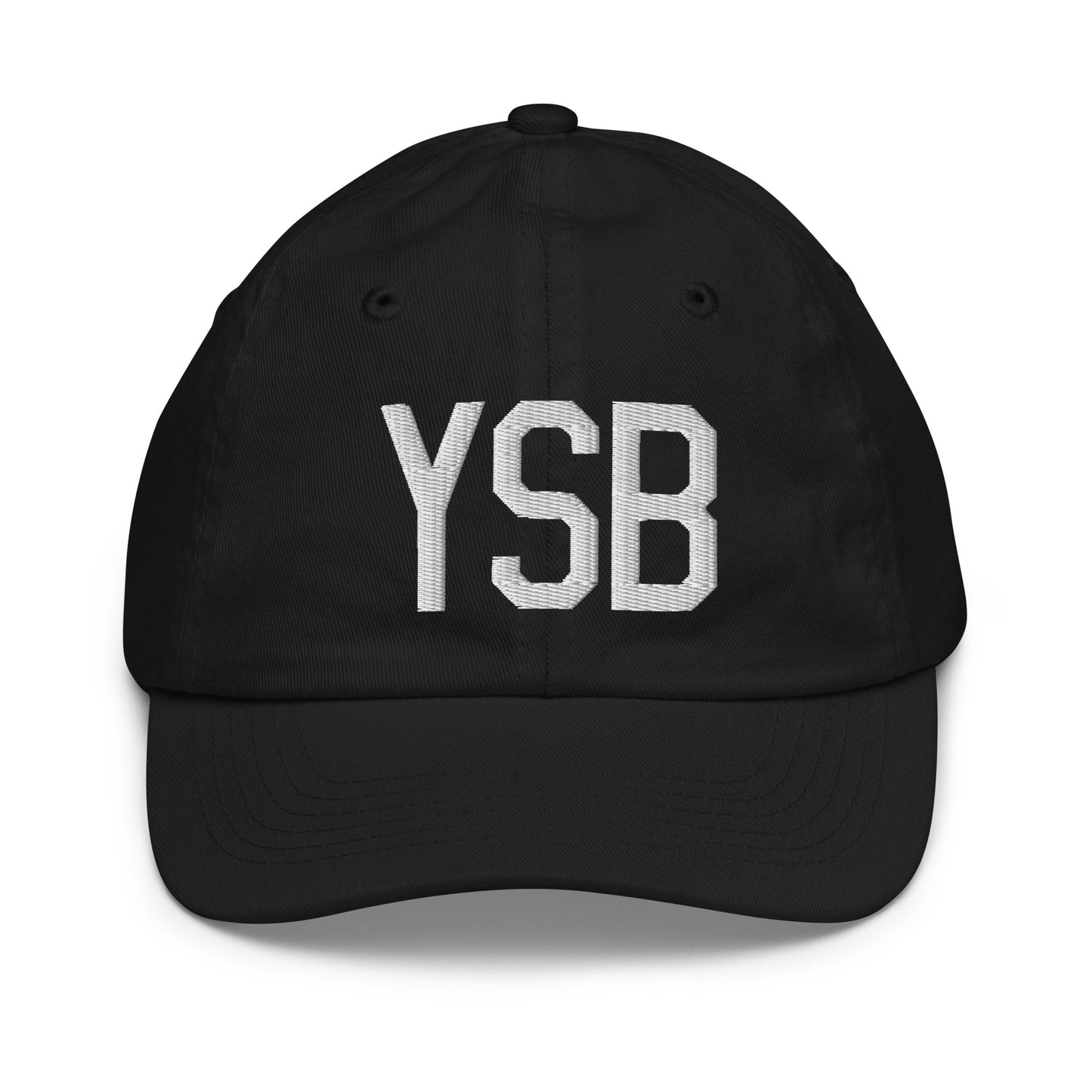 Airport Code Kid's Baseball Cap - White • YSB Sudbury • YHM Designs - Image 11