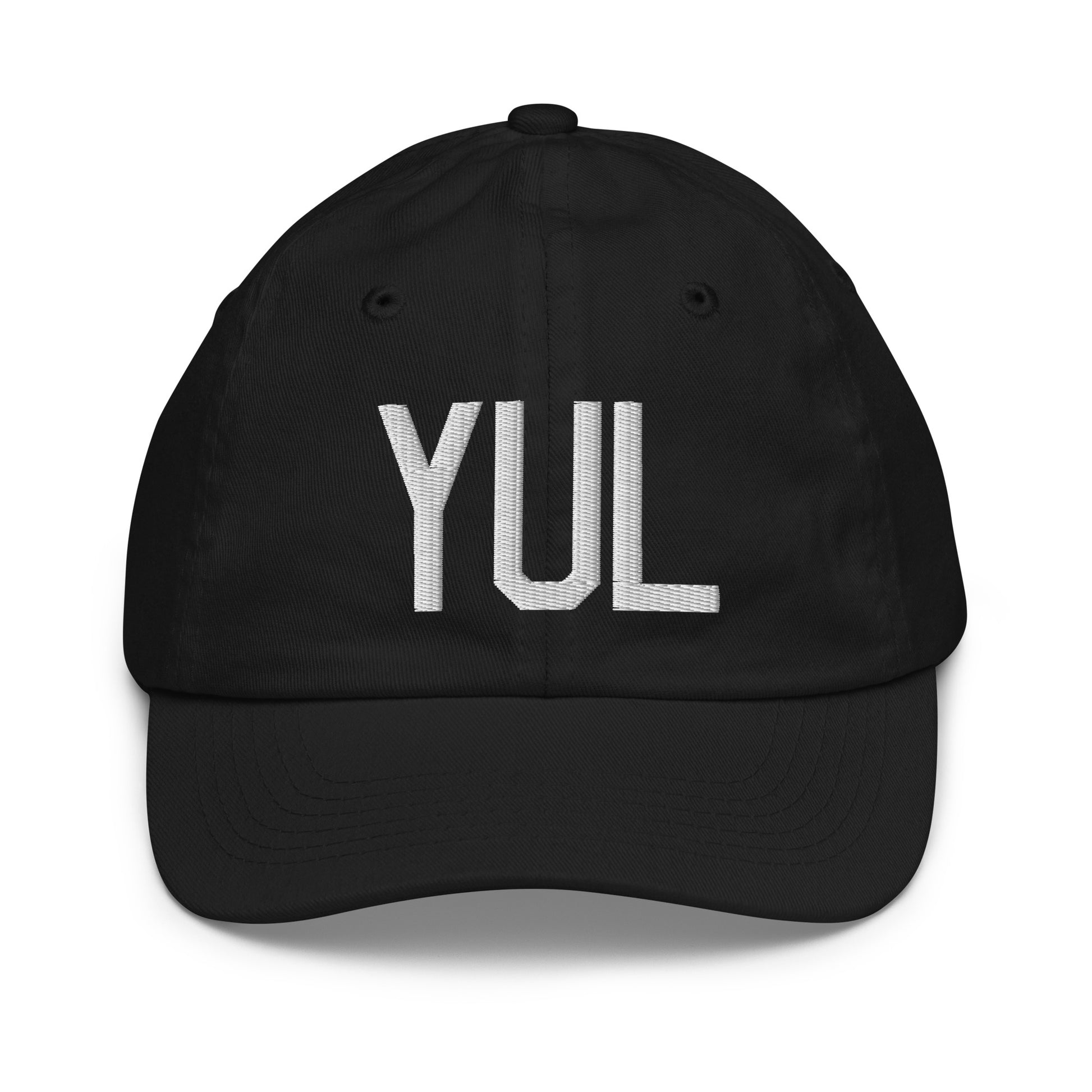 Airport Code Kid's Baseball Cap - White • YUL Montreal • YHM Designs - Image 11