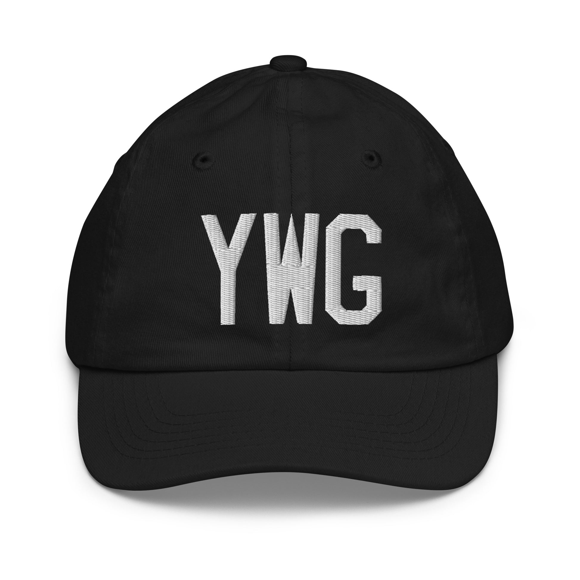 Airport Code Kid's Baseball Cap - White • YWG Winnipeg • YHM Designs - Image 11