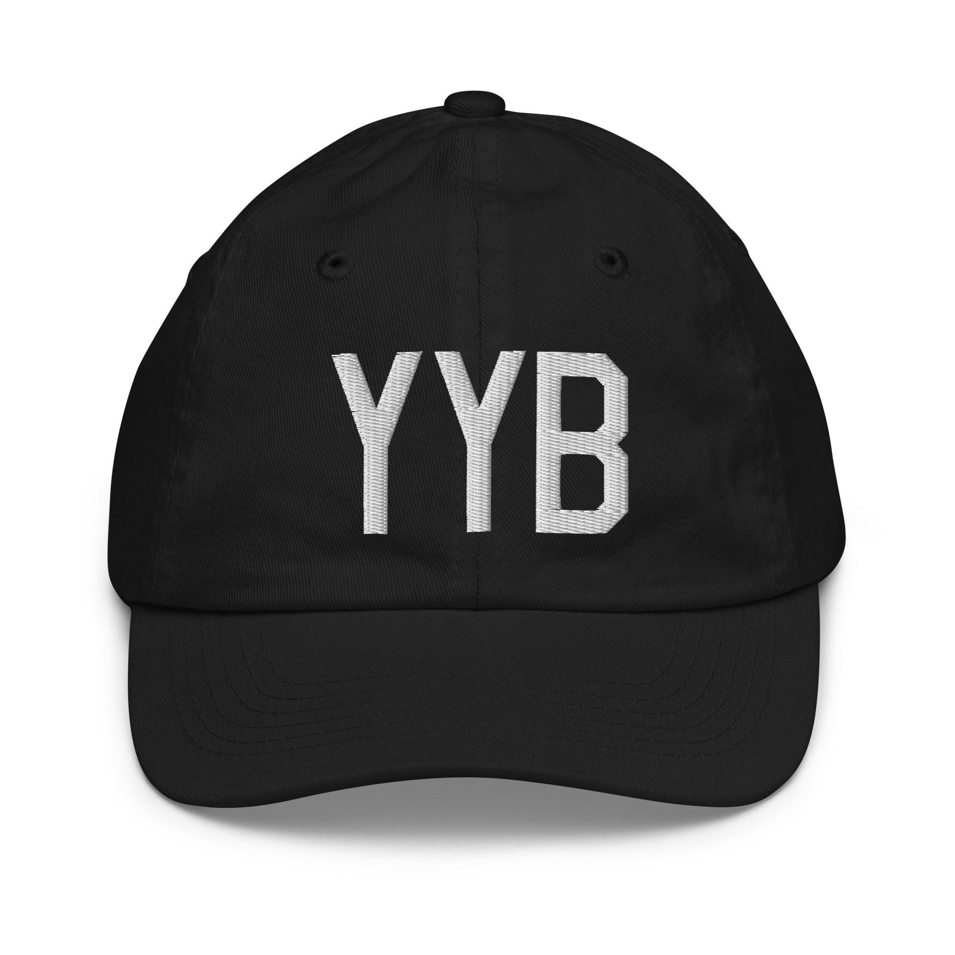 Airport Code Kid's Baseball Cap - White • YYB North Bay • YHM Designs - Image 11