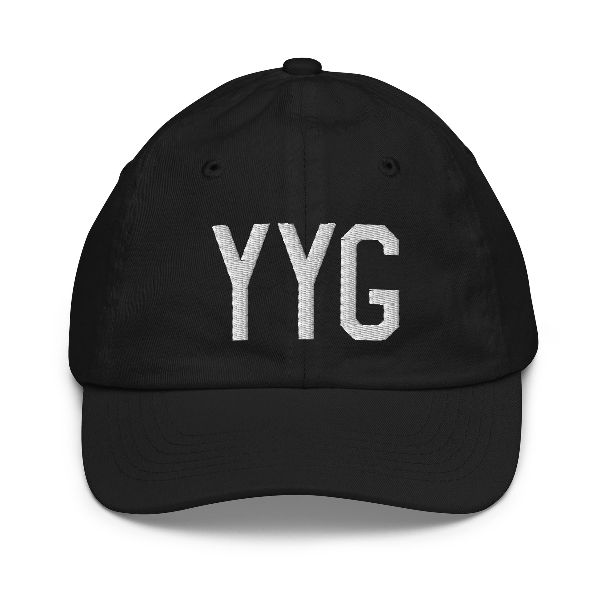 Airport Code Kid's Baseball Cap - White • YYG Charlottetown • YHM Designs - Image 11