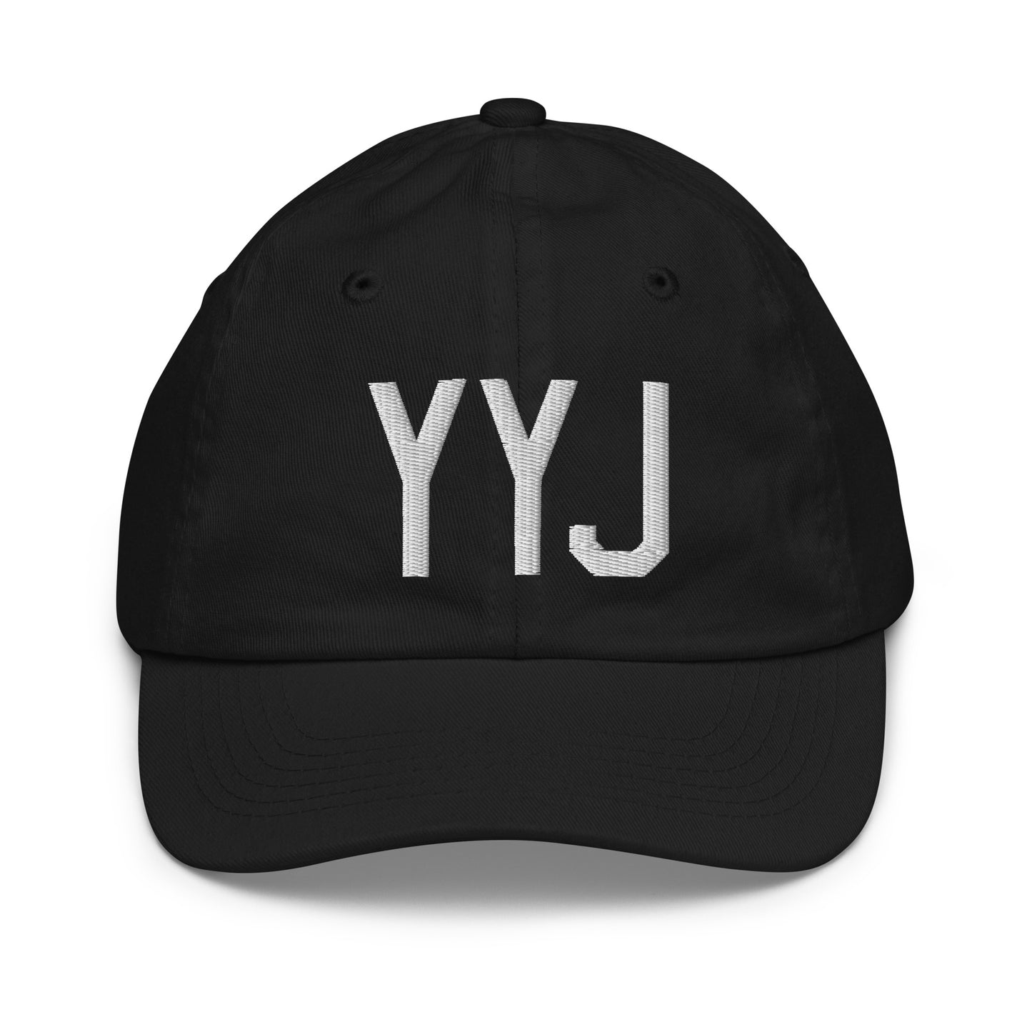 Airport Code Kid's Baseball Cap - White • YYJ Victoria • YHM Designs - Image 11