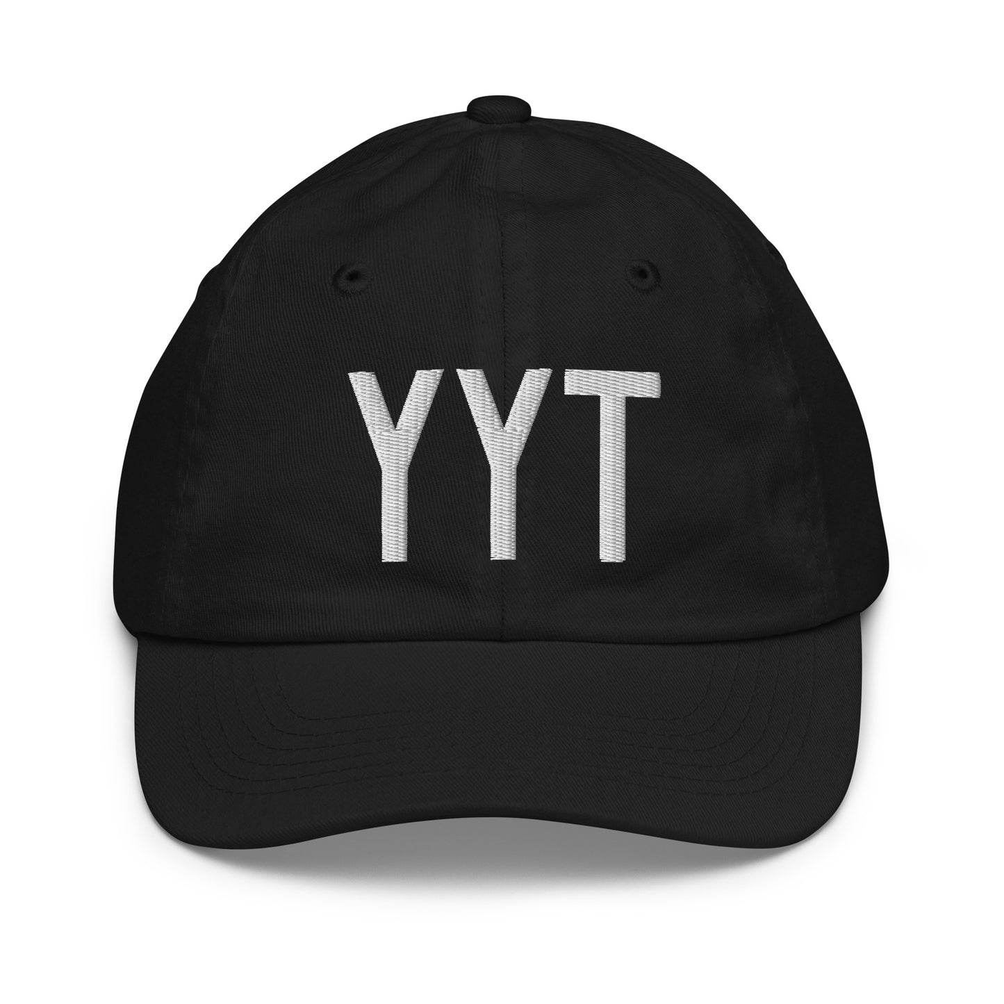 Airport Code Kid's Baseball Cap - White • YYT St. John's • YHM Designs - Image 11