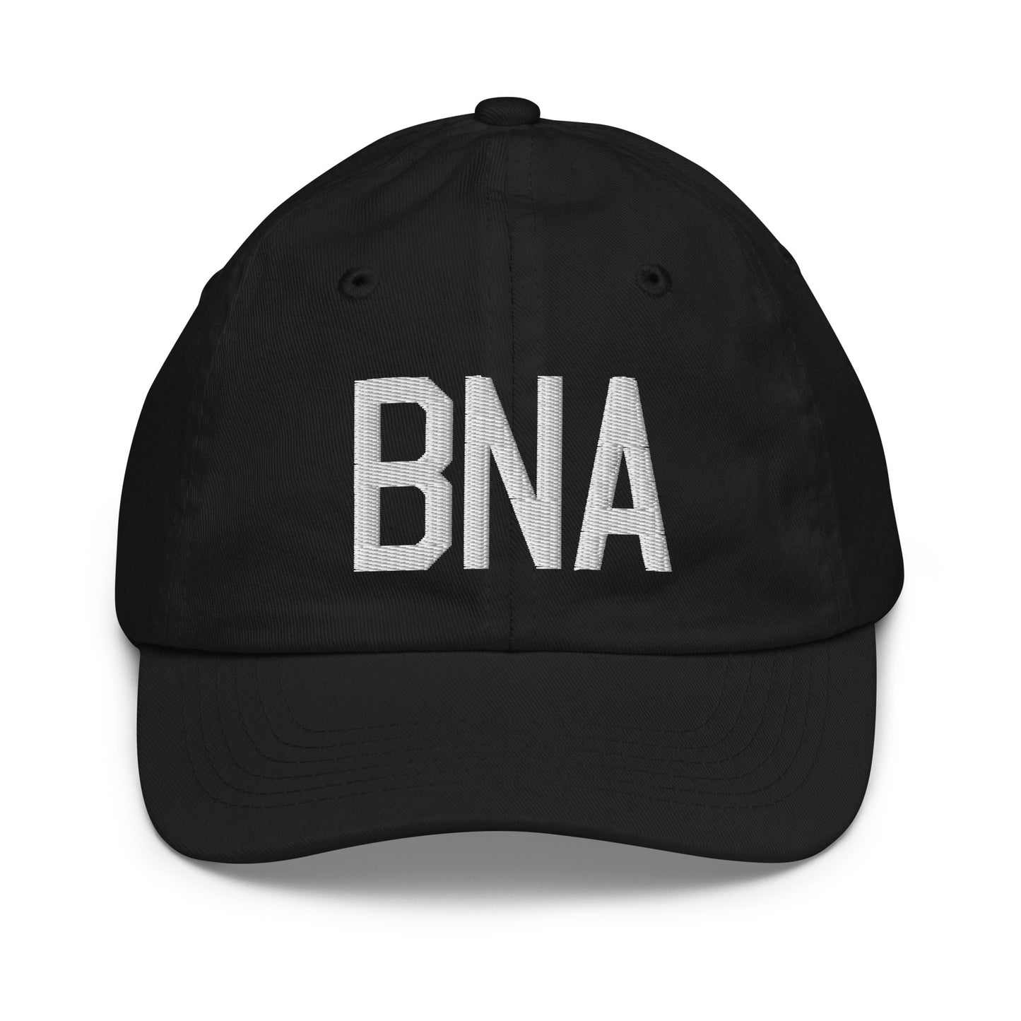 Airport Code Kid's Baseball Cap - White • BNA Nashville • YHM Designs - Image 11