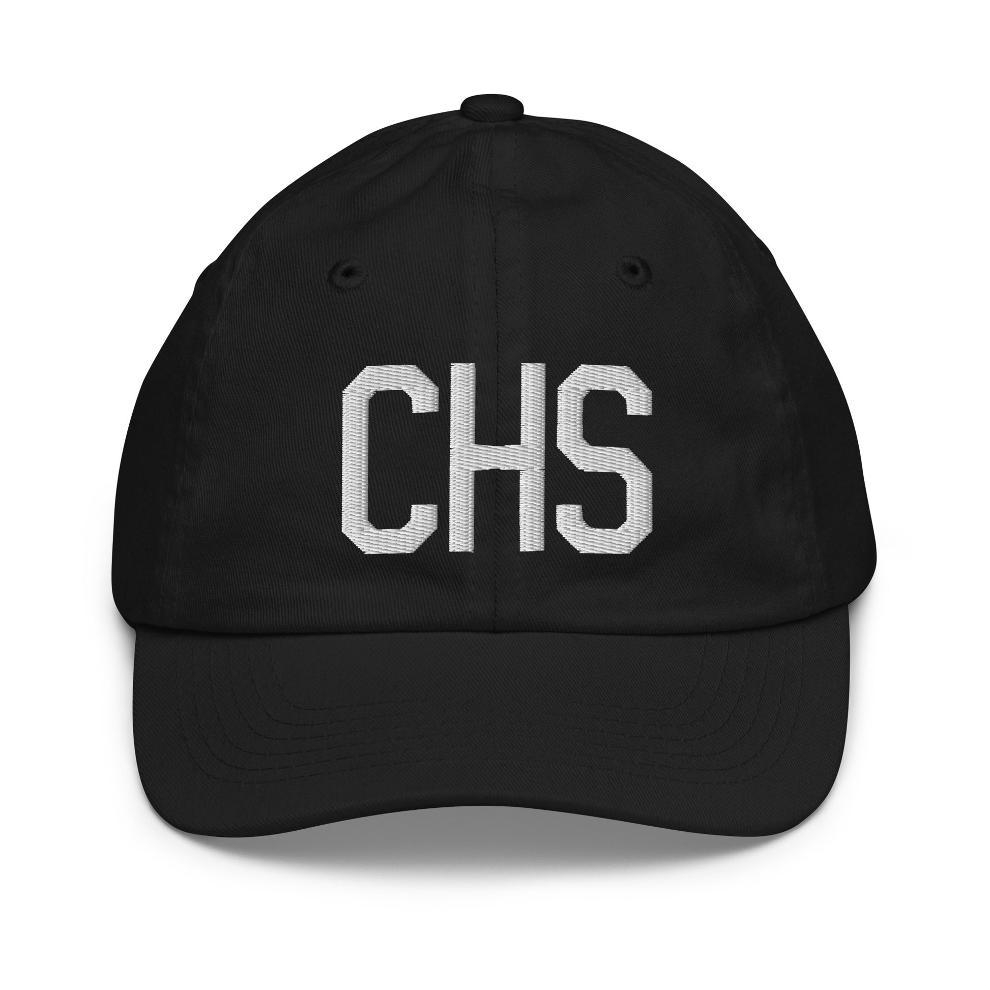 Airport Code Kid's Baseball Cap - White • CHS Charleston • YHM Designs - Image 11
