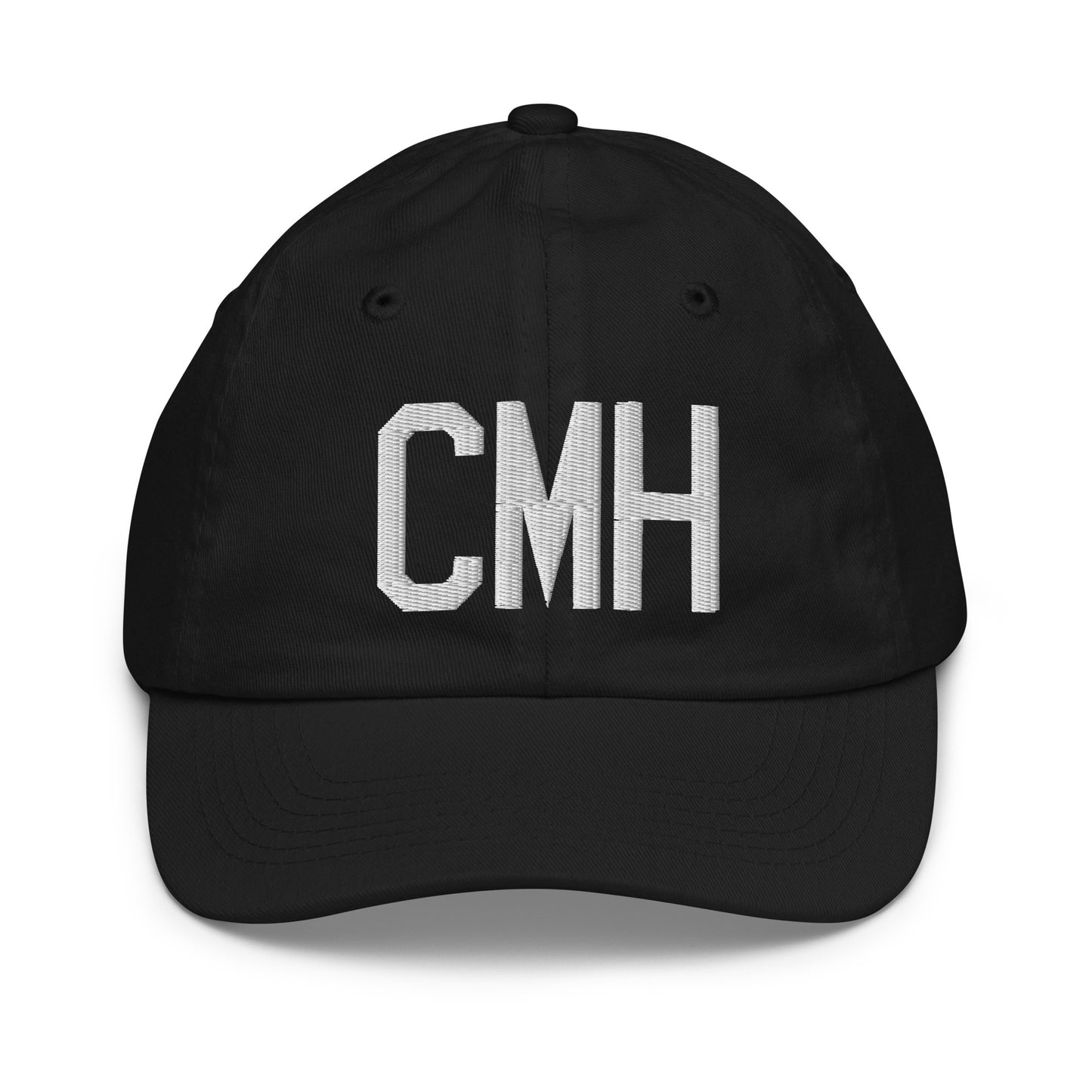 Airport Code Kid's Baseball Cap - White • CMH Columbus • YHM Designs - Image 11