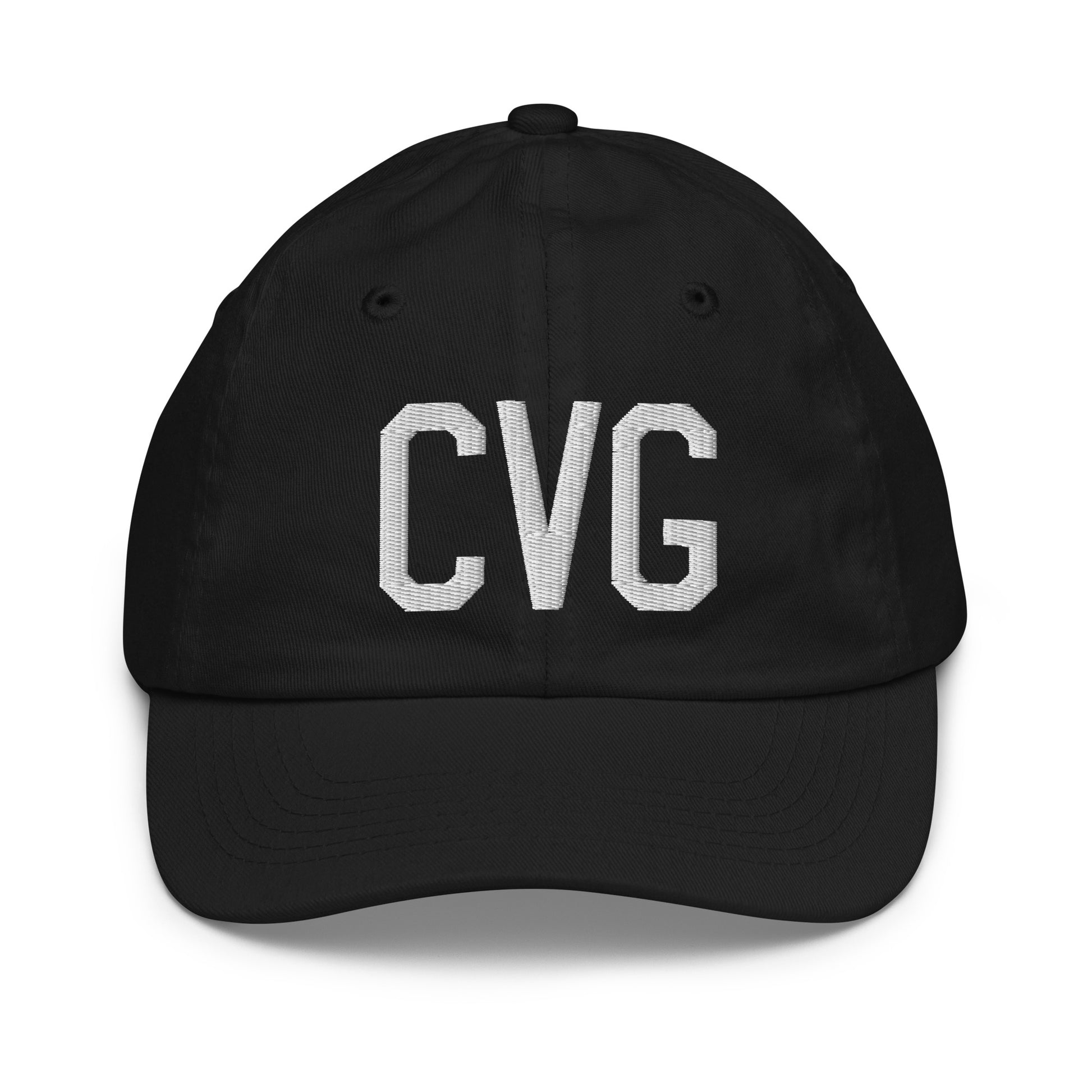 Airport Code Kid's Baseball Cap - White • CVG Cincinnati • YHM Designs - Image 11