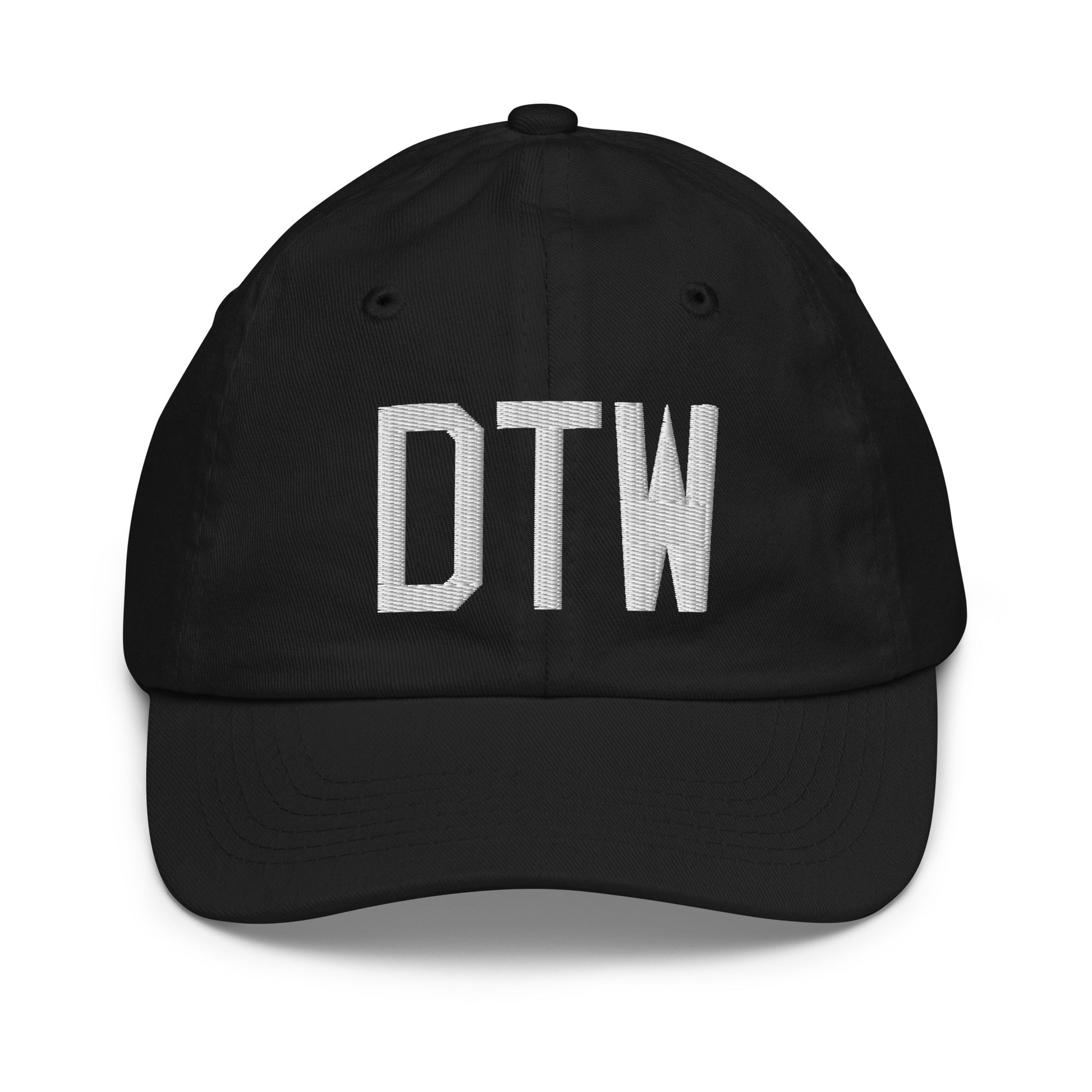 Airport Code Kid's Baseball Cap - White • DTW Detroit • YHM Designs - Image 11