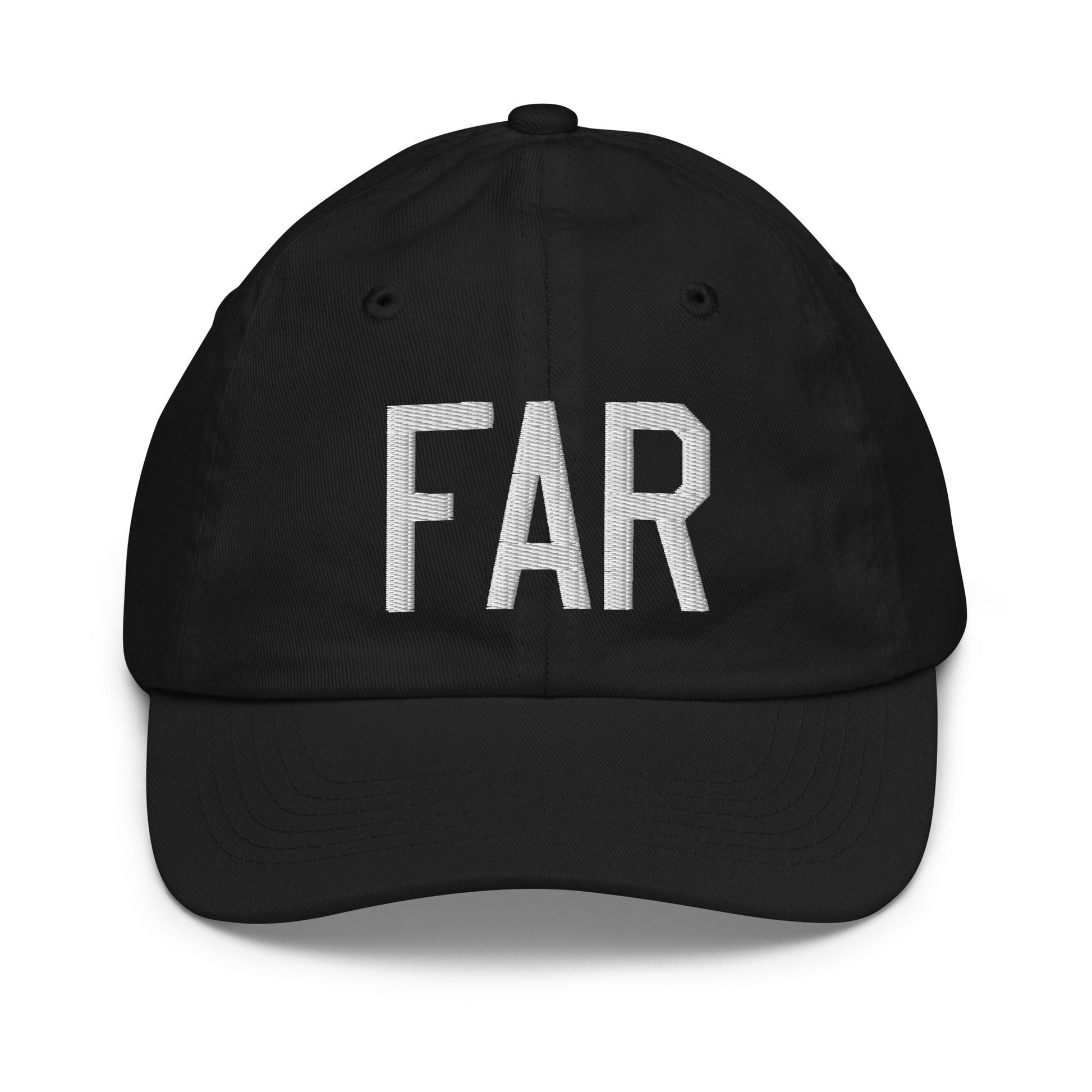 Airport Code Kid's Baseball Cap - White • FAR Fargo • YHM Designs - Image 11
