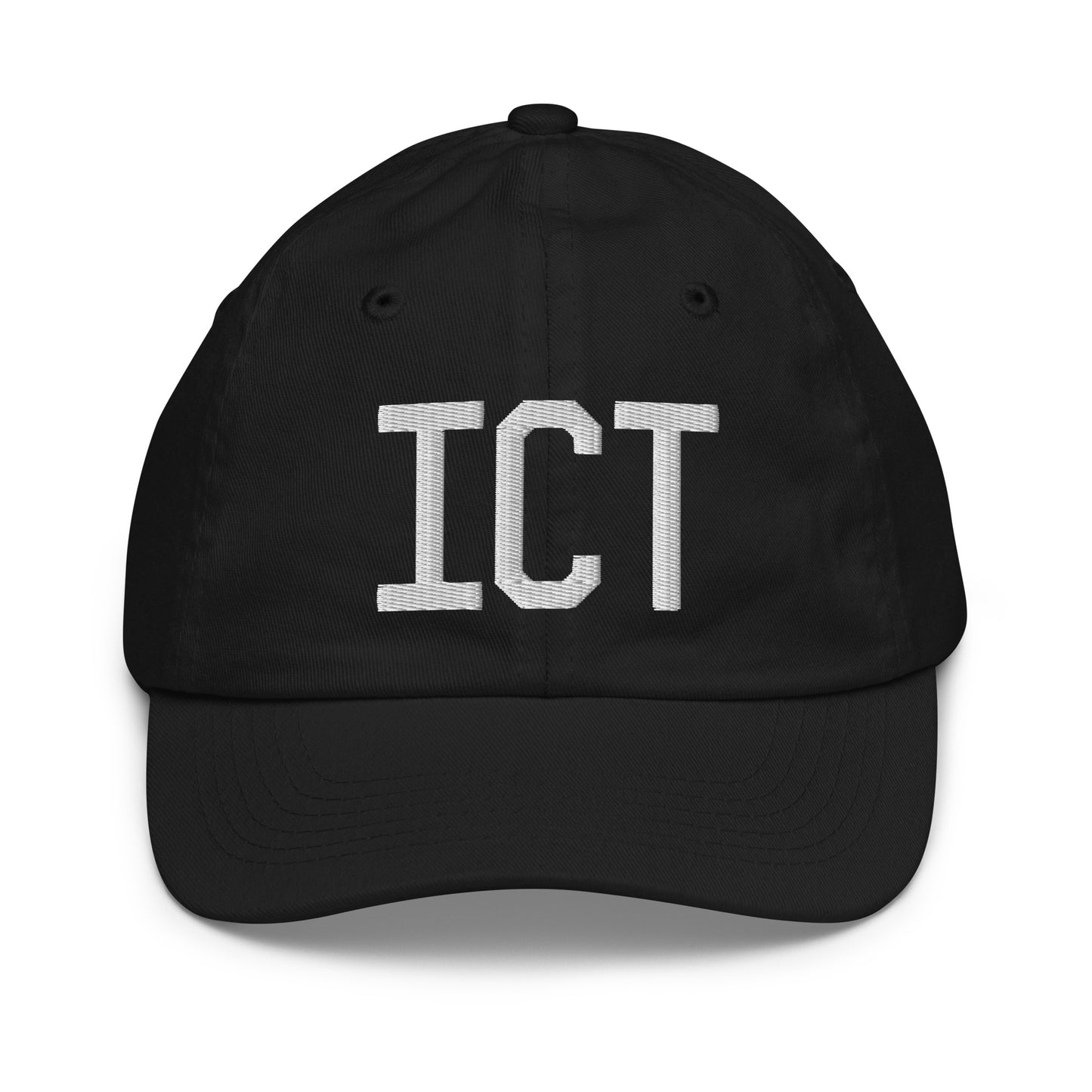 Airport Code Kid's Baseball Cap - White • ICT Wichita • YHM Designs - Image 11