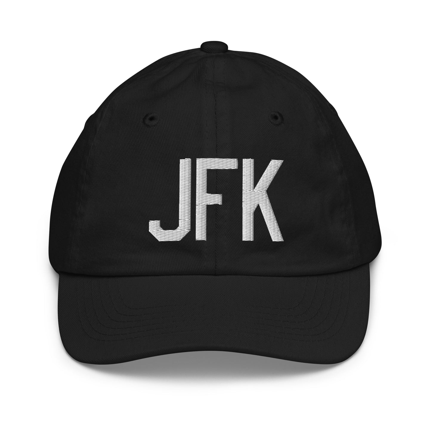 Airport Code Kid's Baseball Cap - White • JFK New York • YHM Designs - Image 11